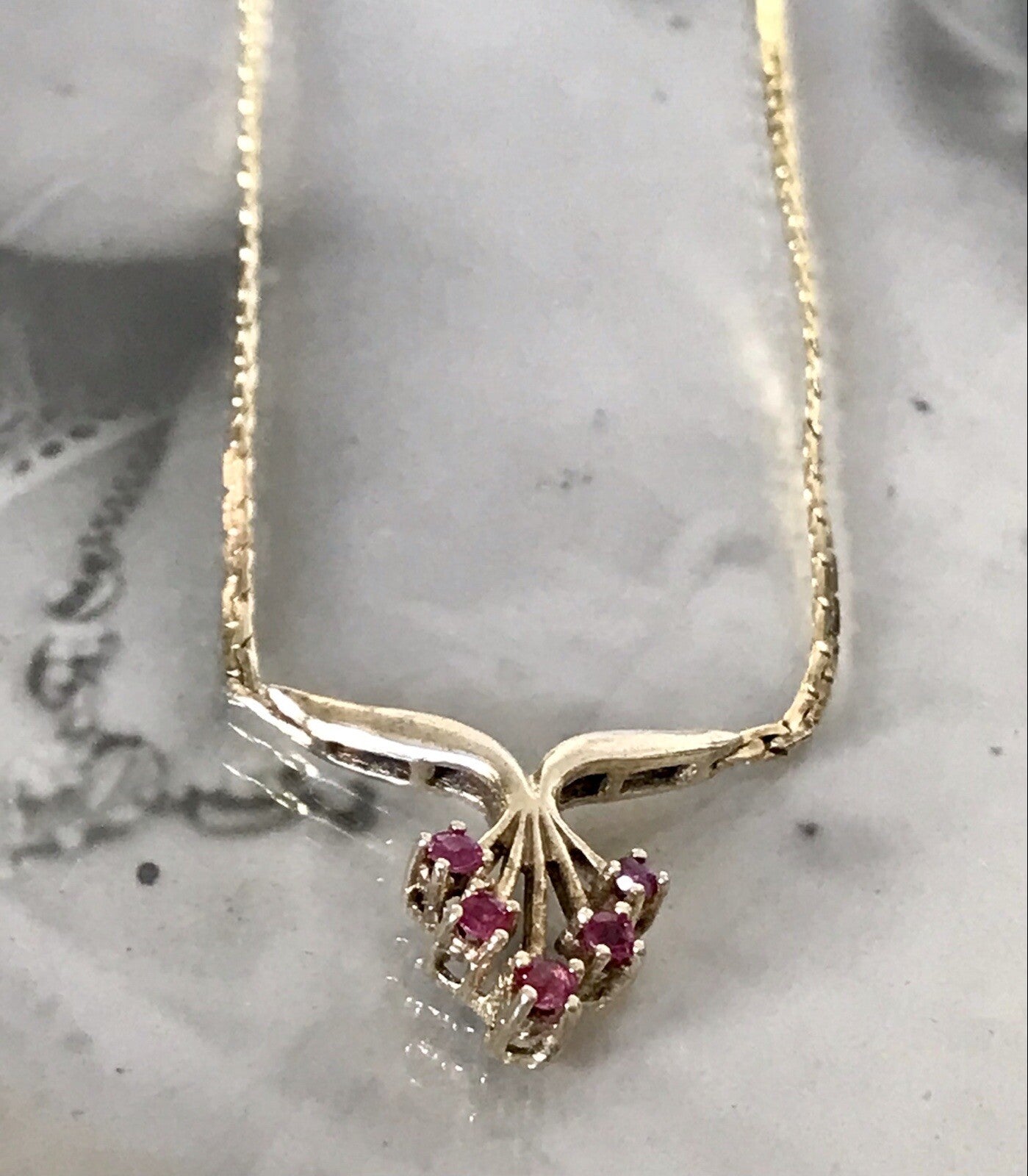 Antik Edel Jugendstil 925 Silber vergoldet Collier Halskette Rubine SCHÖN