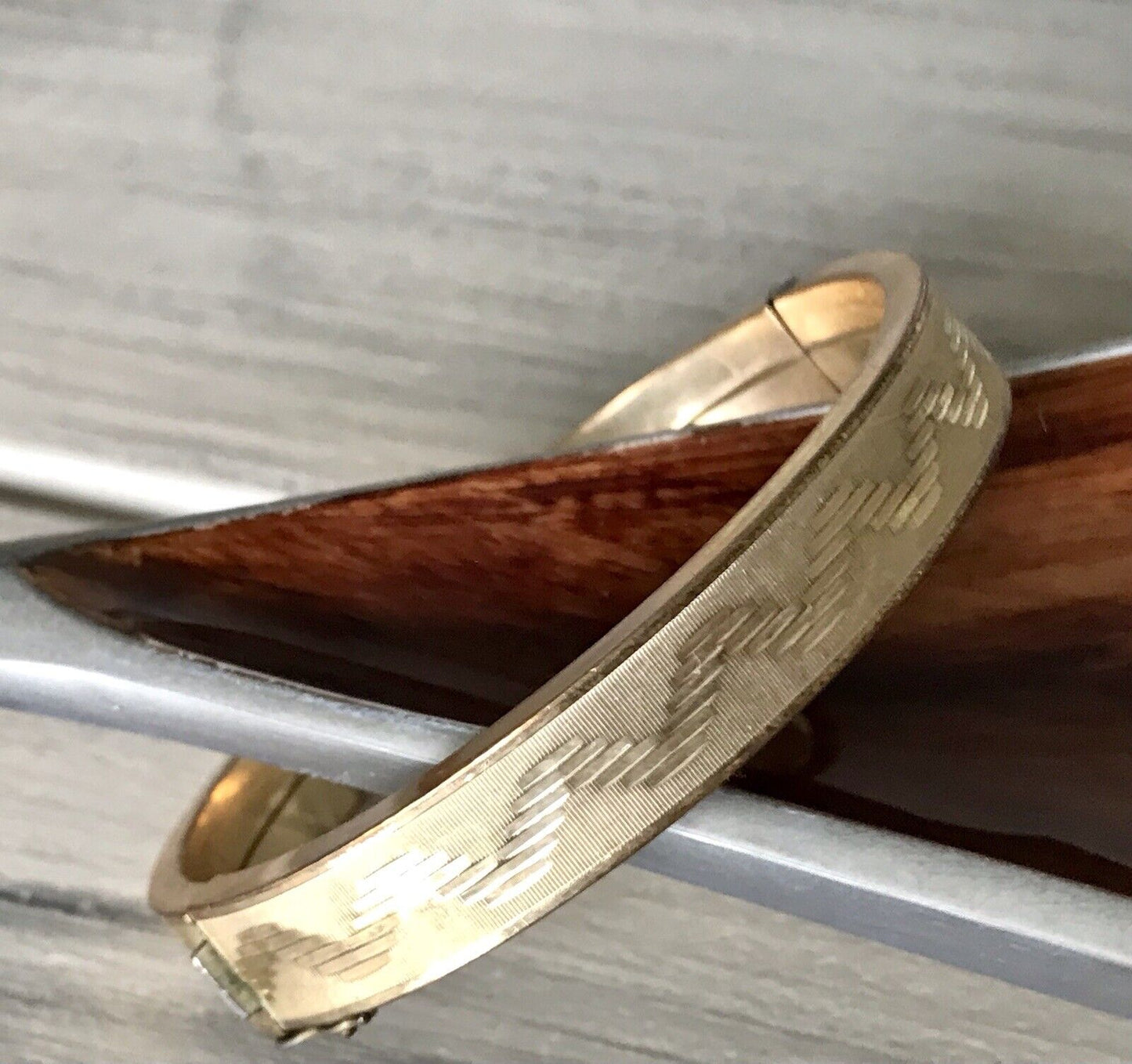 Antik Vintage Armband Armreif Klapp- Armspange Amerik. Doublè vergoldet gold
