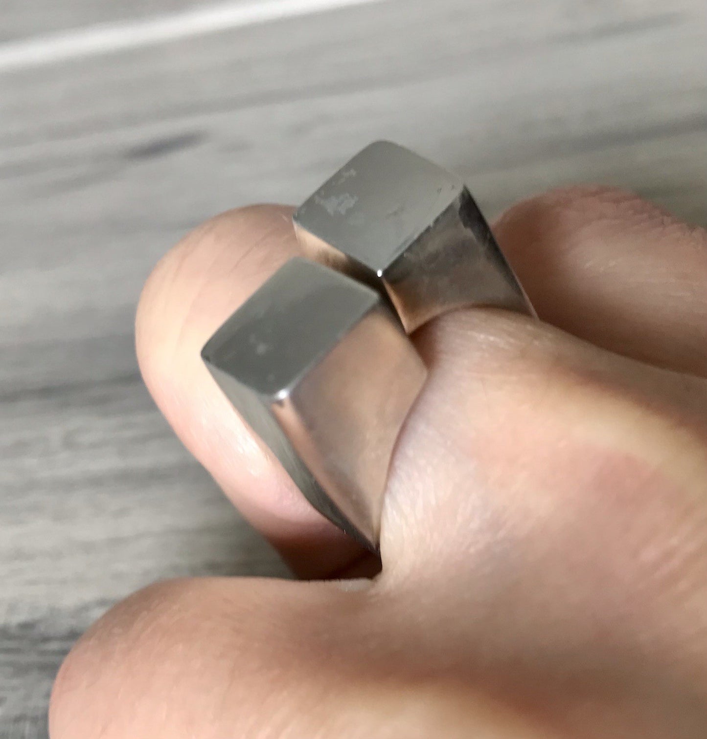 Vintage Modernist Designer DAMEN RING 925 Silber Cube Avantgarde 55 bis 59