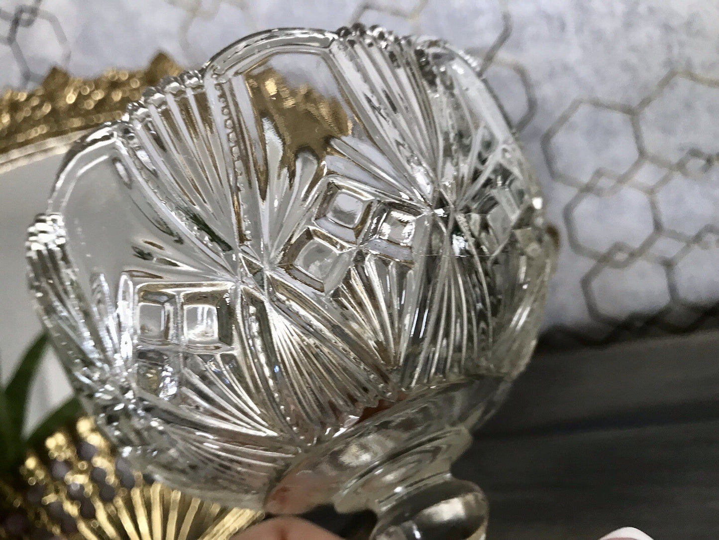 Antik Jugendstil Art Déco Pressglas Glas Fußschale Schale Zuckerschale