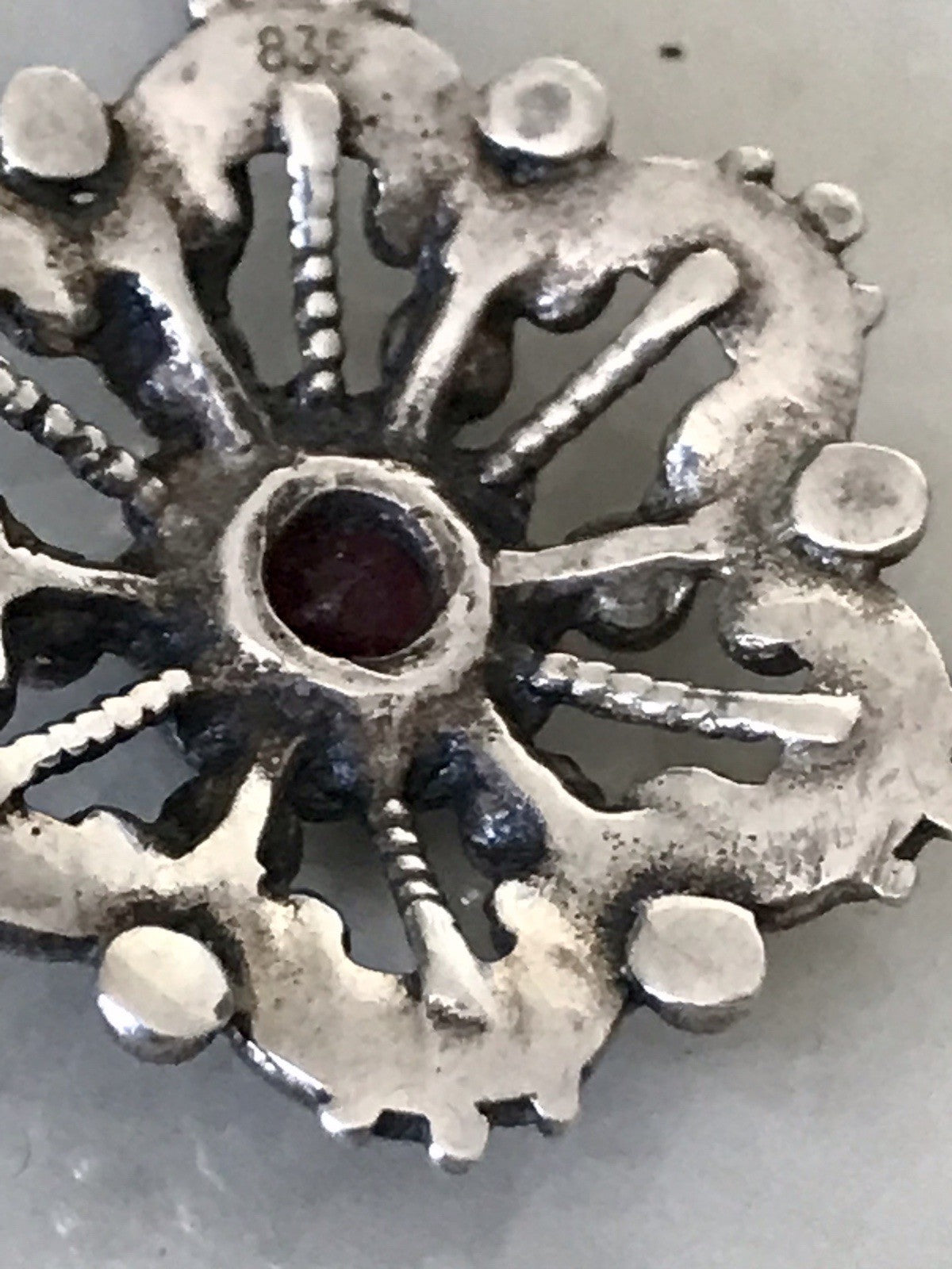 Antik ? Vintage Edel Halskette 925 Anhänger Kettenanhänger Silber 835 Rubin?