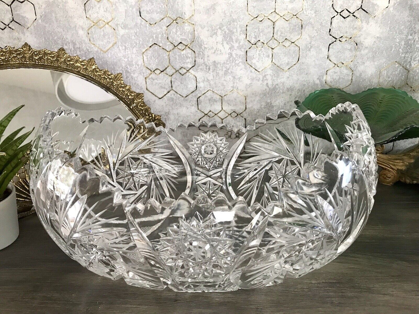 Groß EDEL Bleikristall Schale Glasschale Jardiniere Kristallglas Glas Böhmen