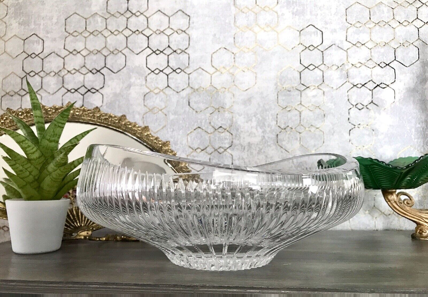 Vintage EDEL Bleikristall Schale Glasschale Kristallglas Glas Groß Schliff