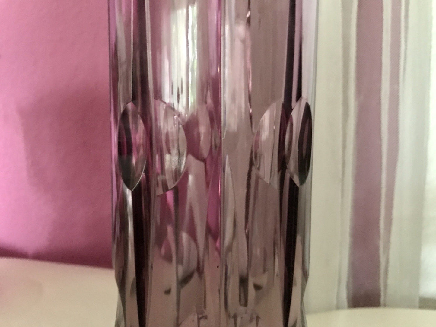 Vintage Edel Vase Glasvase Kristallglas lila groß Schliff Designer Karel Wünsch