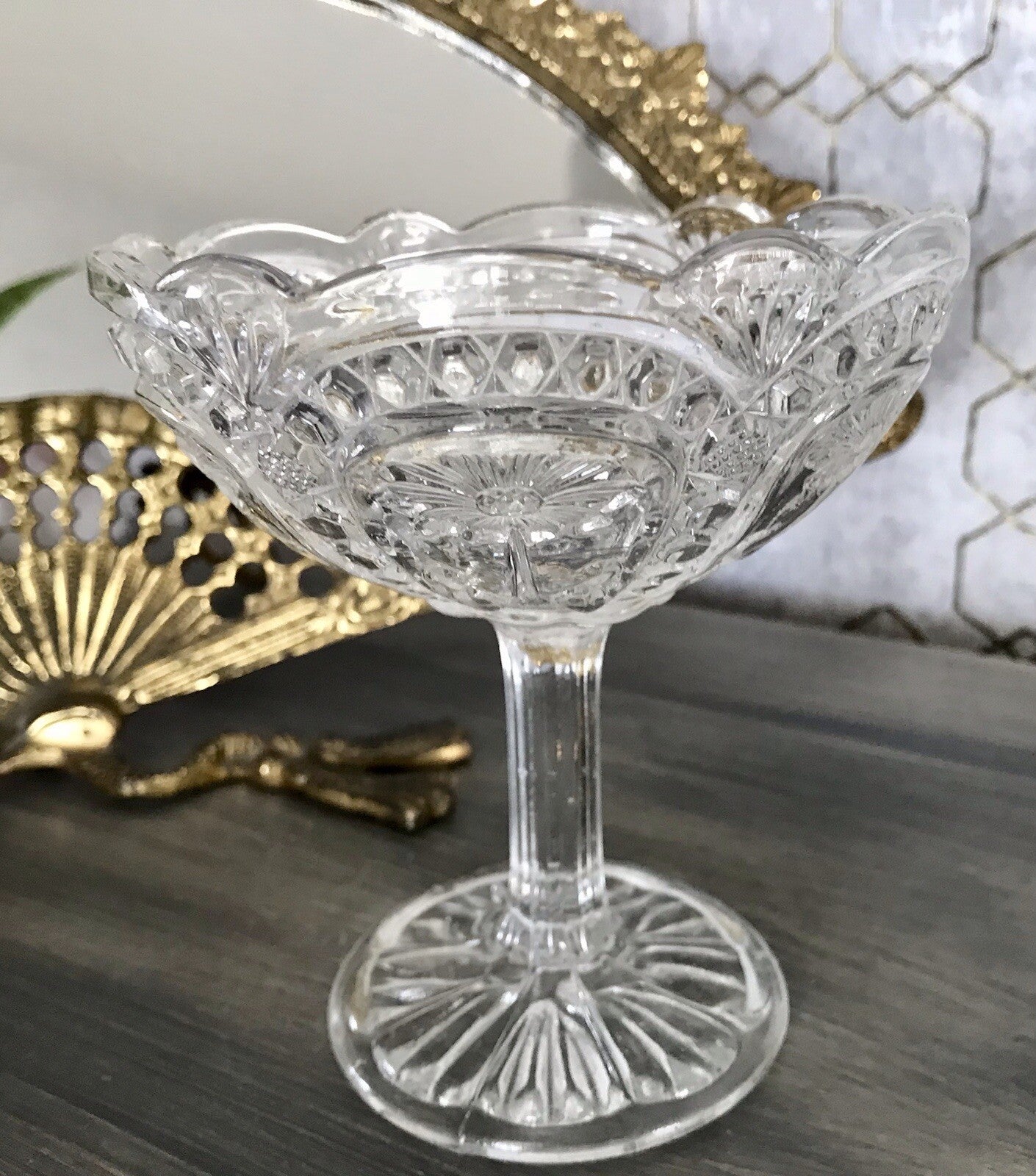 Art Déco 1931 Pressglas Antik Glas Marquerite Brockwitz Fußschale