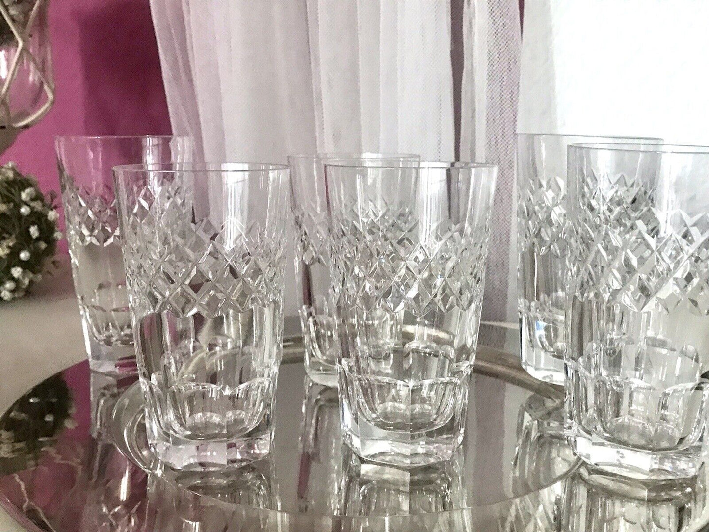 Vintage SEHR EDEL 6x Wassergläser Gläser Becher Kristallglas schön kantiger Fuß