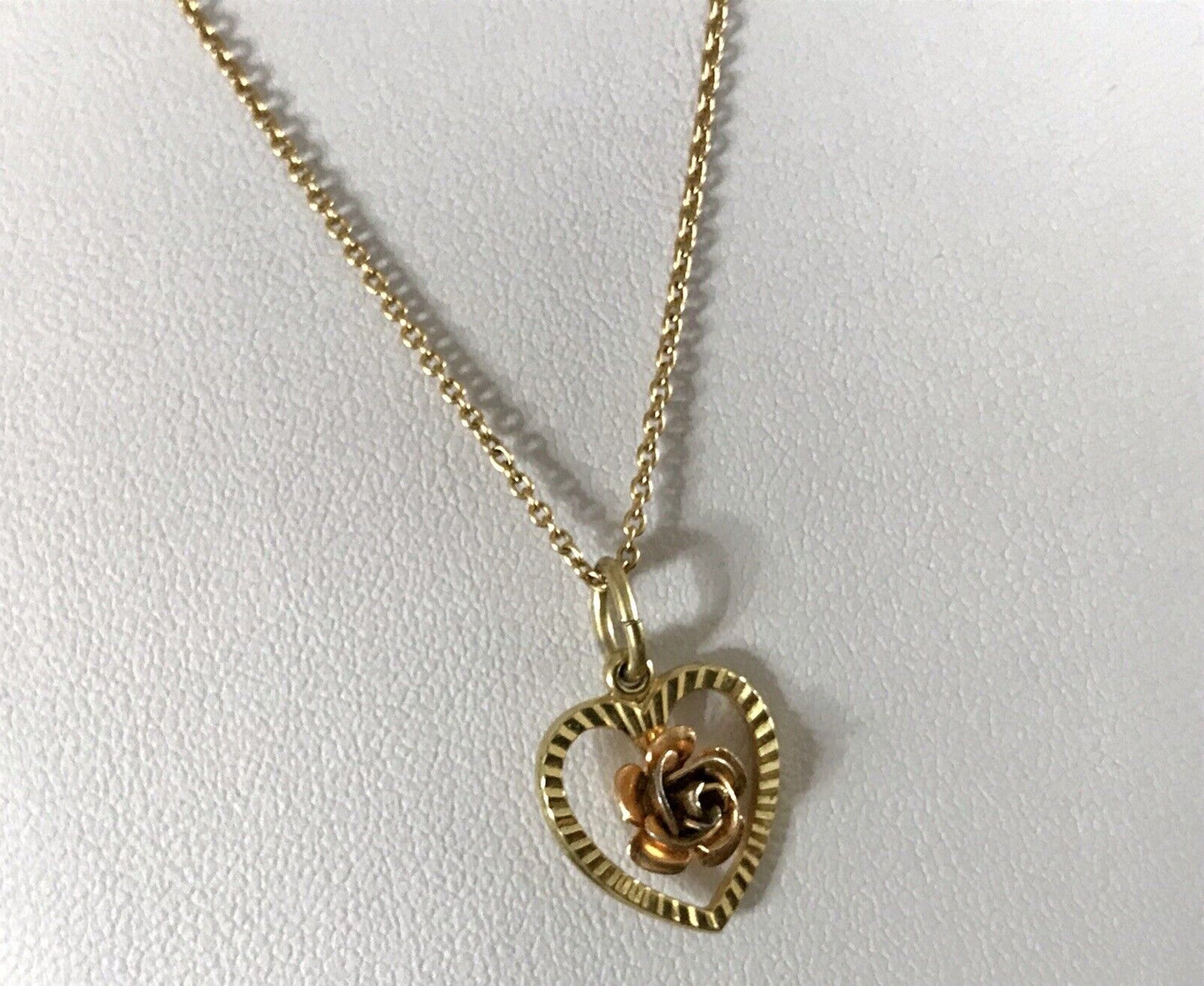 vergoldete 925 Silber Halskette mit vergoldetem Herz Rose Anhänger gold Farbe