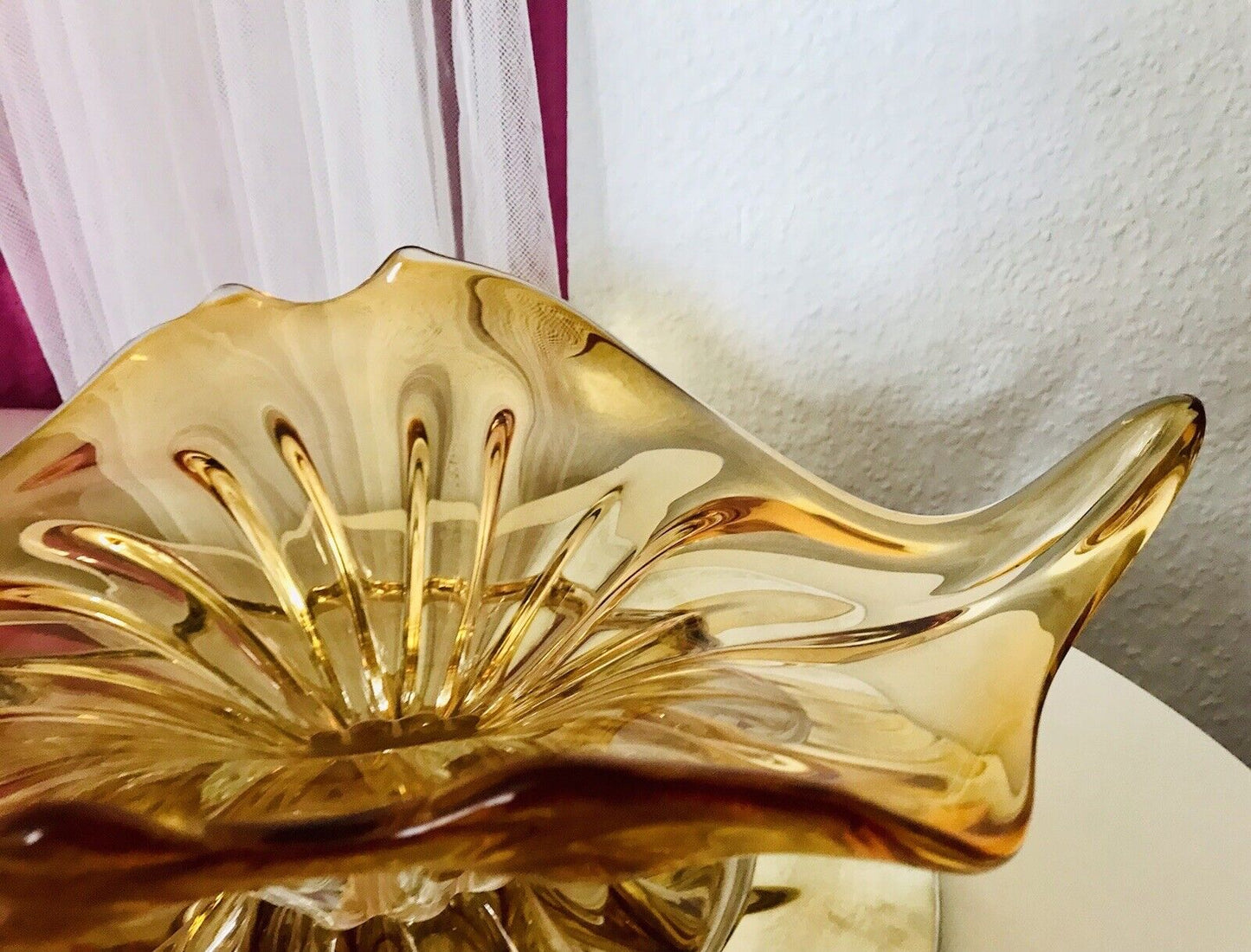 Vintage GROß 60er Somerso Murano Schale Glas Gelb Überfangglas Erscheinung