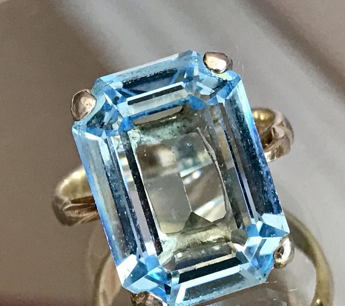 Vintage alt Damen Ring blauer Stein Silber vergoldet 925 Gr.59 18,8 wunderschön!