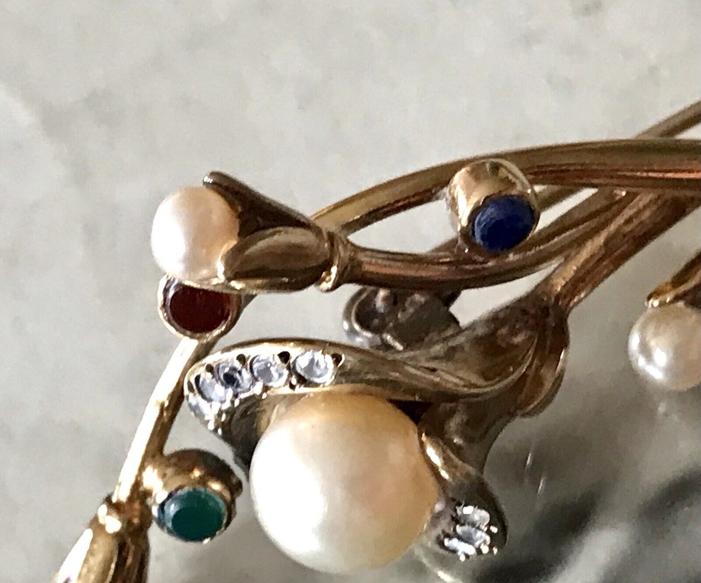 Antik? alt Vintage Brosche Edel Silber vergoldet Steine wunderschön!