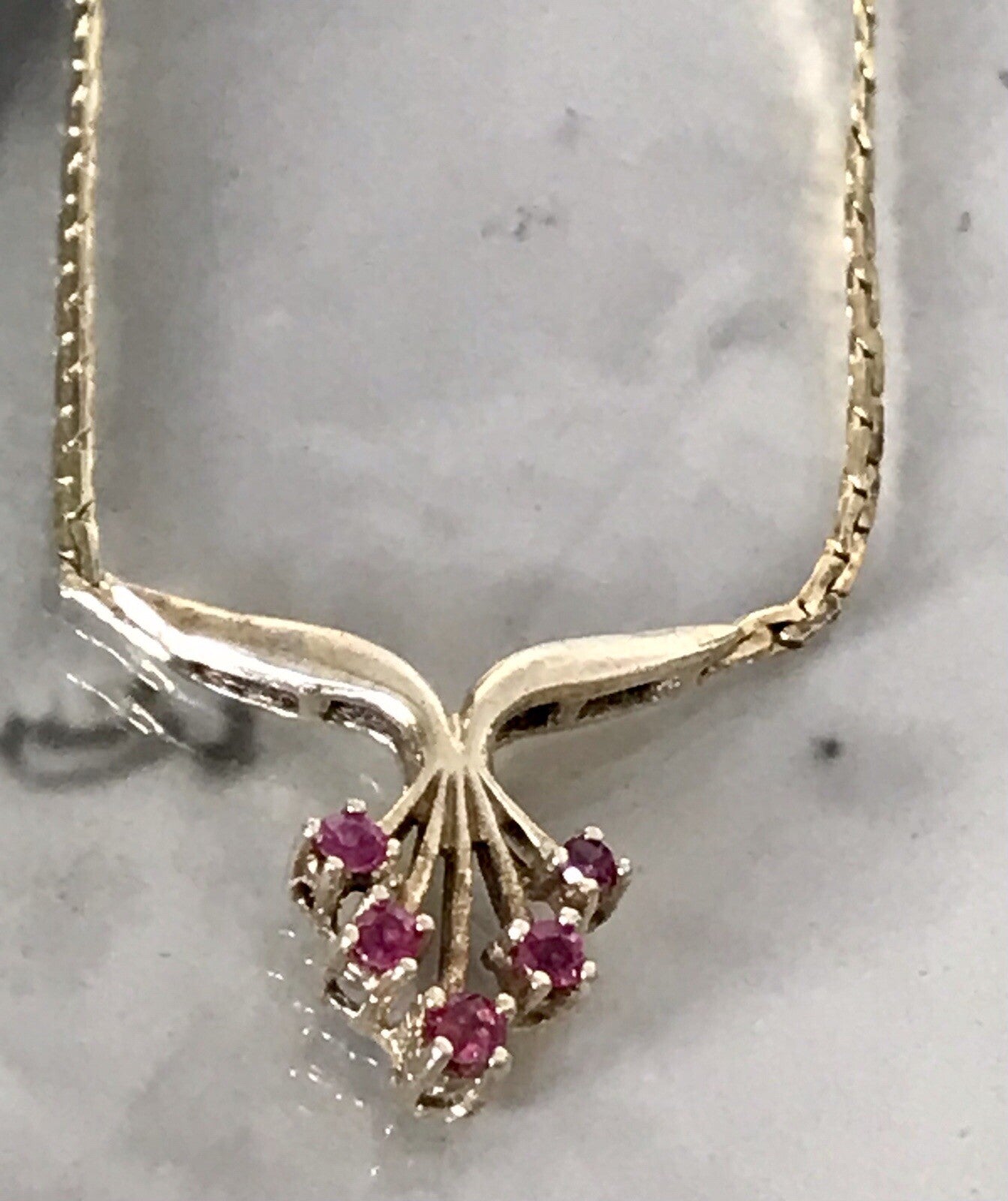 Antik Edel Jugendstil 925 Silber vergoldet Collier Halskette Rubine SCHÖN