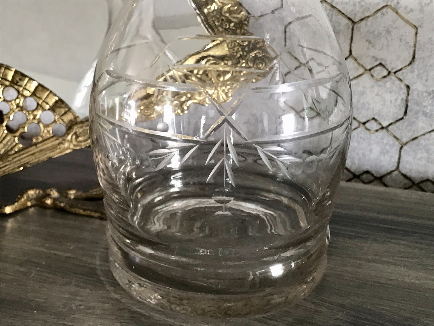 Antik Vintage Glaskaraffe Karaffe Zier- Schliff