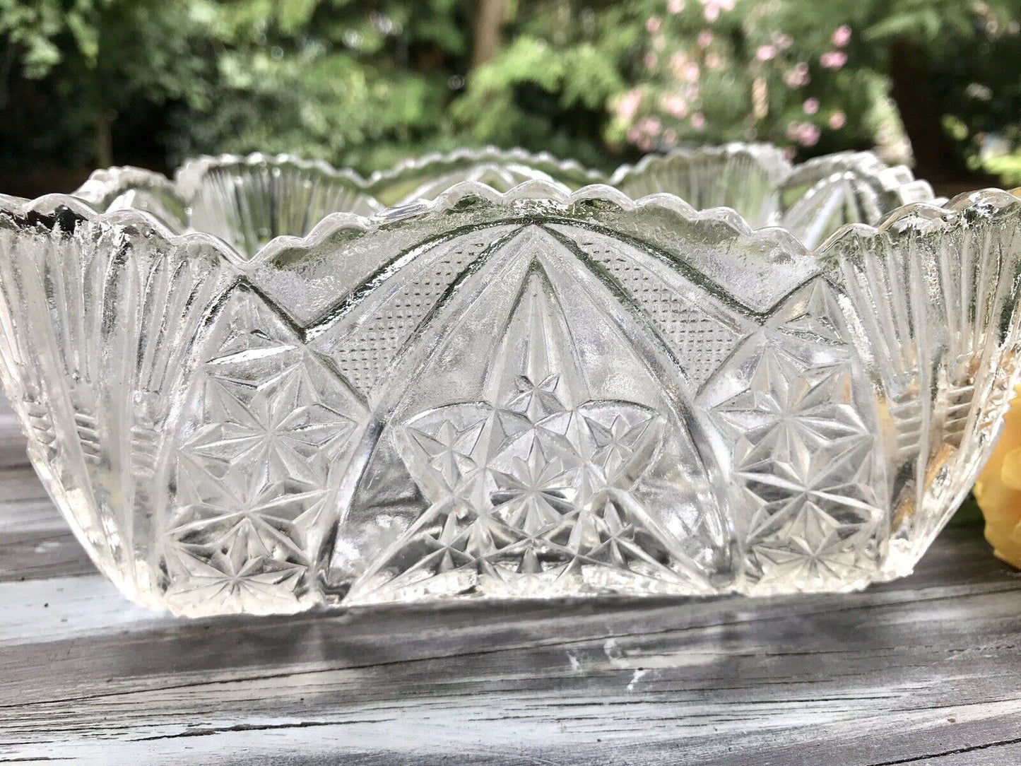 Antik Jugendstil Brockwitz 1915 Pressglas Schale viereckig Zürich Glas So Schön!