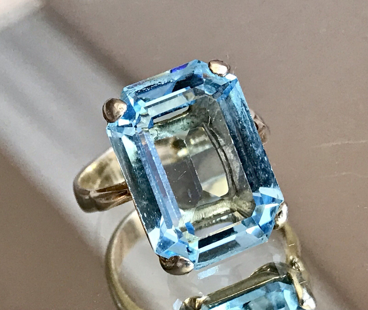 Vintage alt Damen Ring blauer Stein Silber vergoldet 925 Gr.59 18,8 wunderschön!