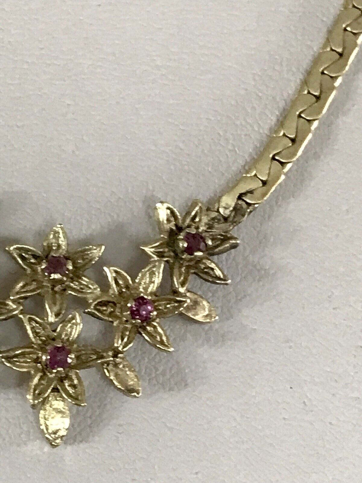 Antik Edel Jugendstil 925 Silber vergoldet Collier Halskette Rubine