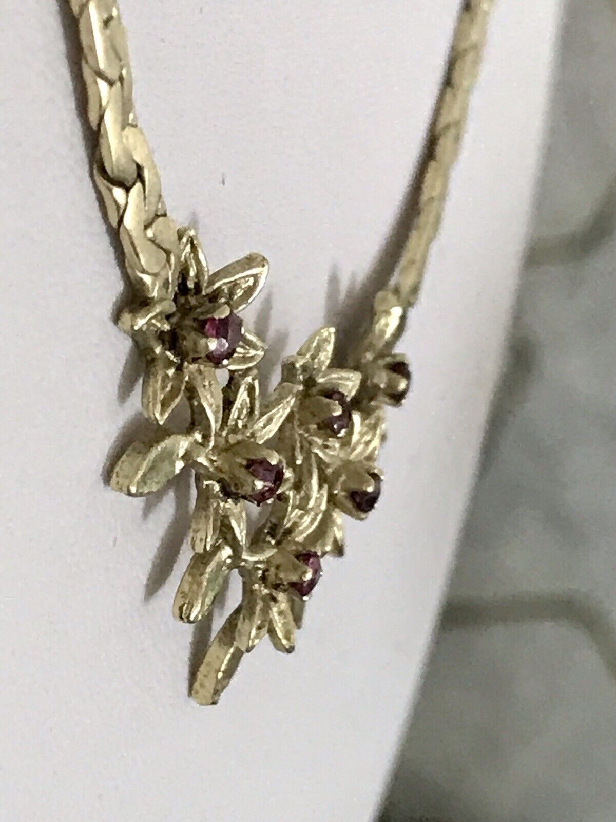 Antik Edel Jugendstil 925 Silber vergoldet Collier Halskette Rubine