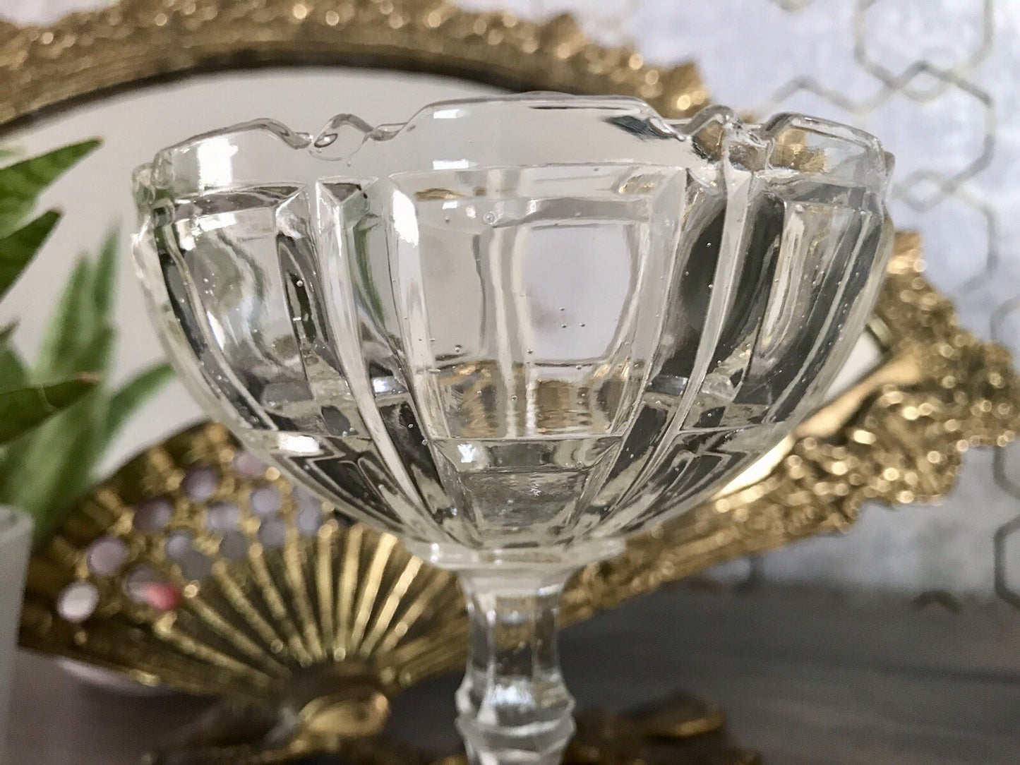 Antik Jugendstil Art Déco Pressglas Glas Fußschale Schale Zuckerschale