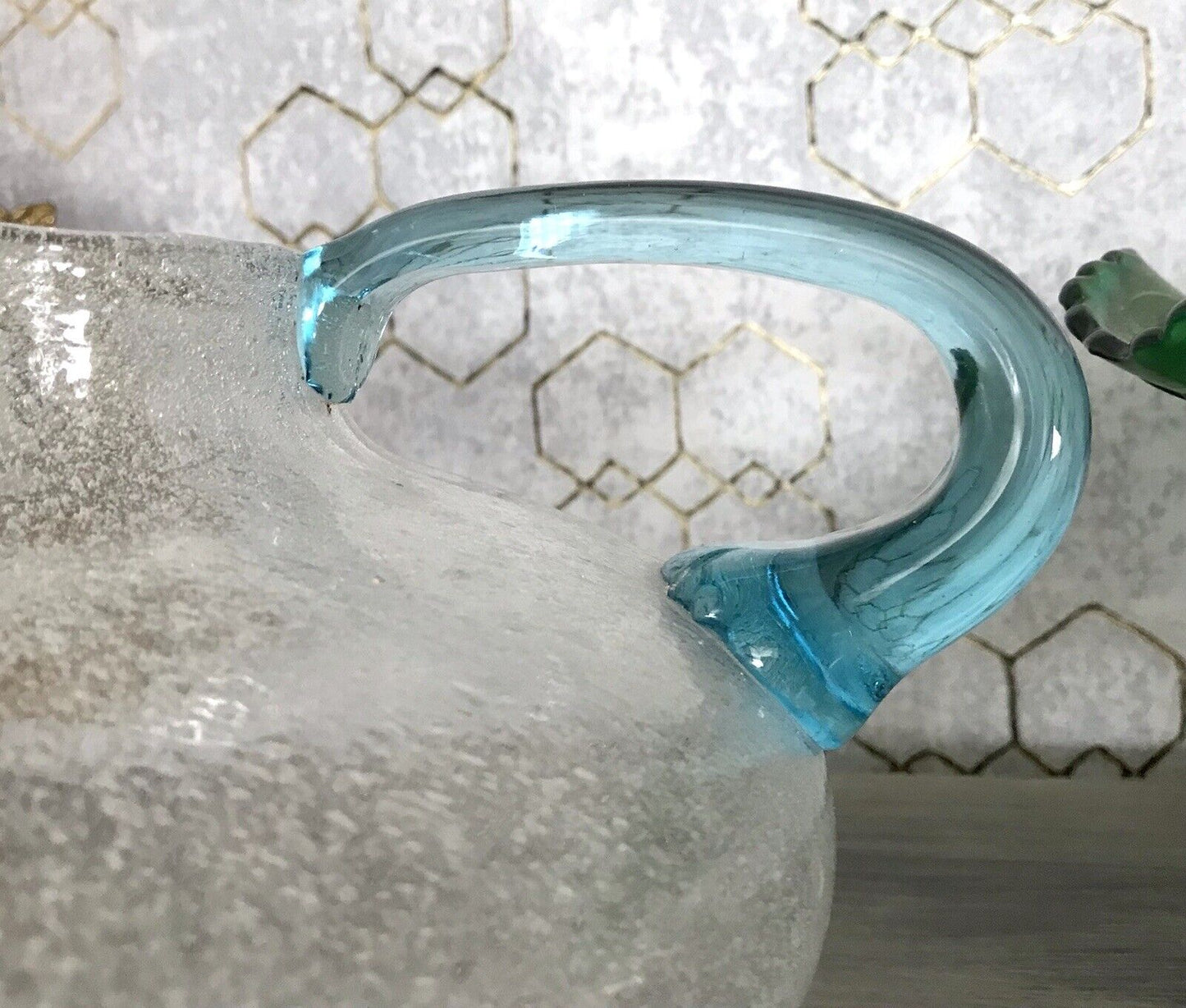Vintage Glaskunst Kanne Krug Glaskrug Karaffe Glasvase Glas Schaumglas