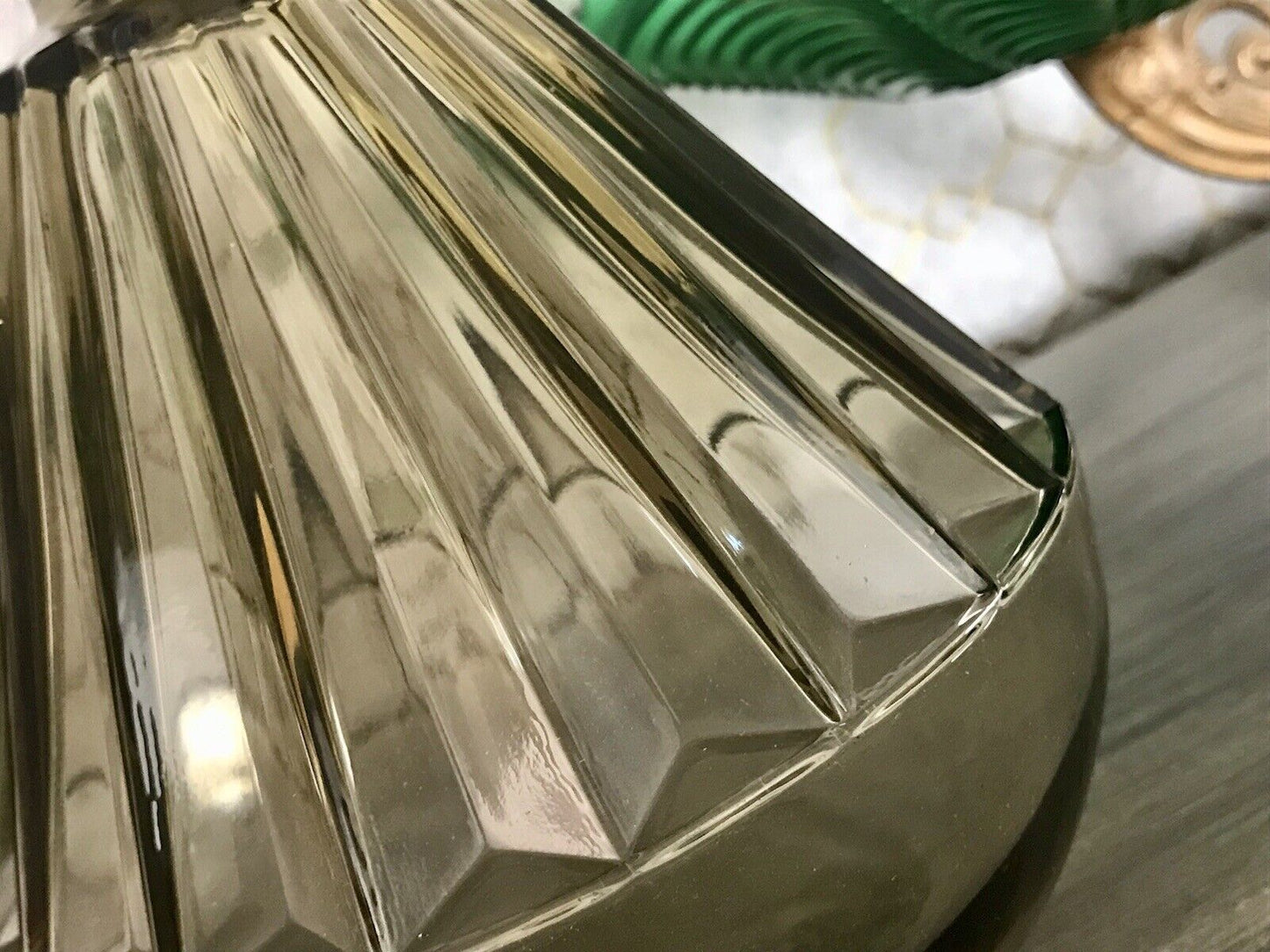 Antik Art Déco Bauhaus Glas Karaffe Dekanter Rauchglas wundervoll
