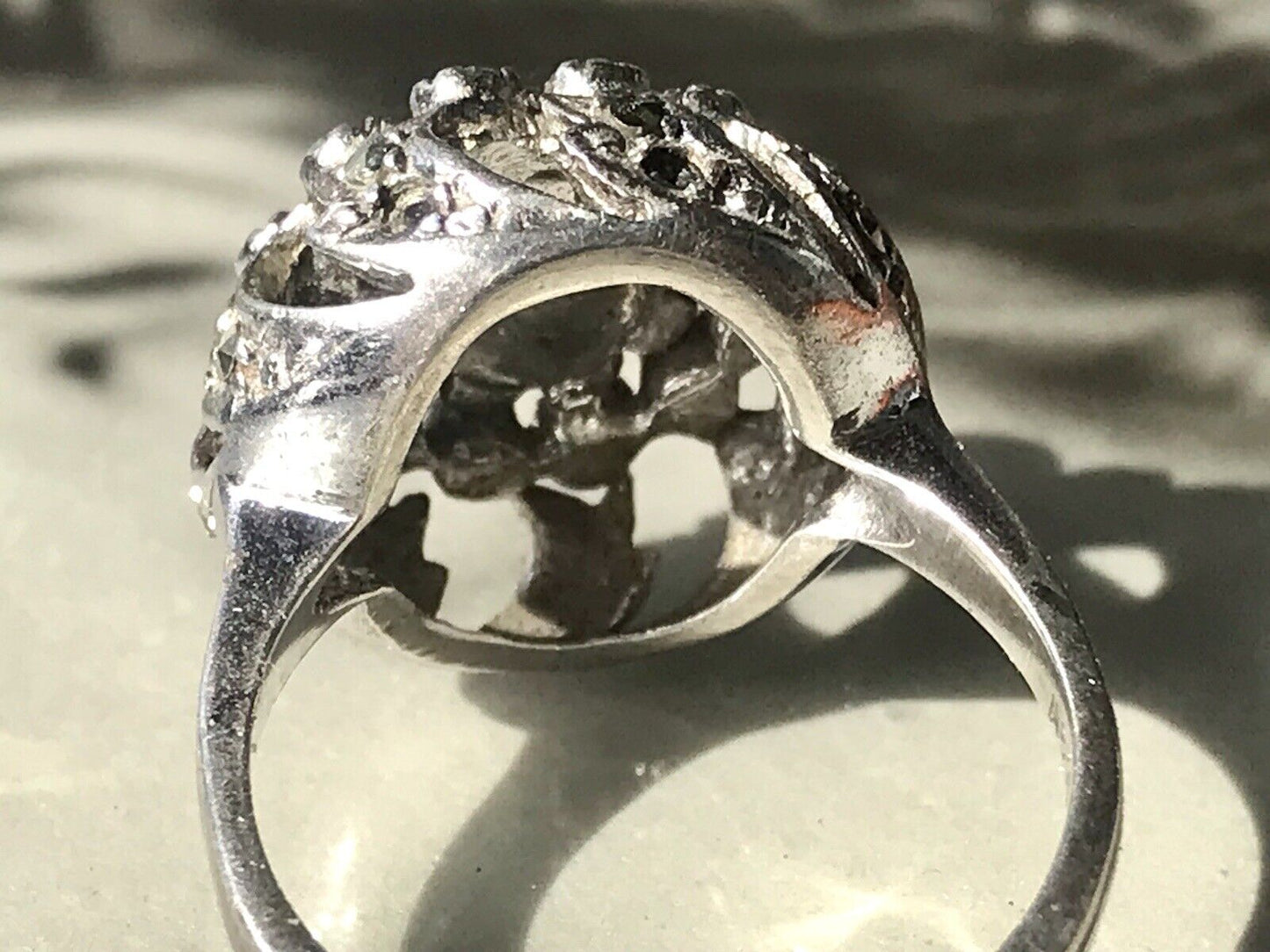 Antik Edel DAMEN Entourage RING Silber 835 Perle Markasite Gr.52