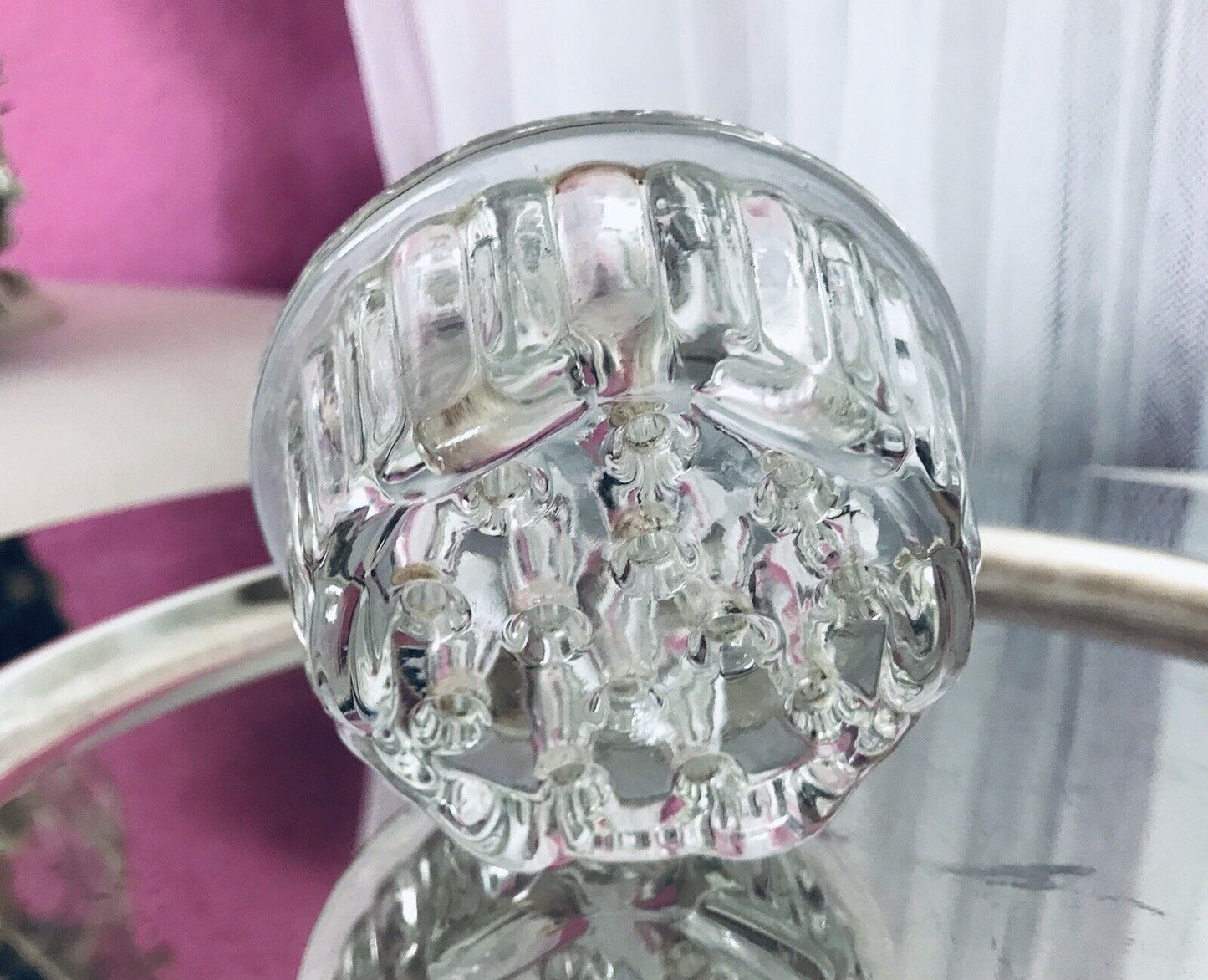 Antik Art Déco Pressglas Blumenvase Steckeinsatz rund Glas