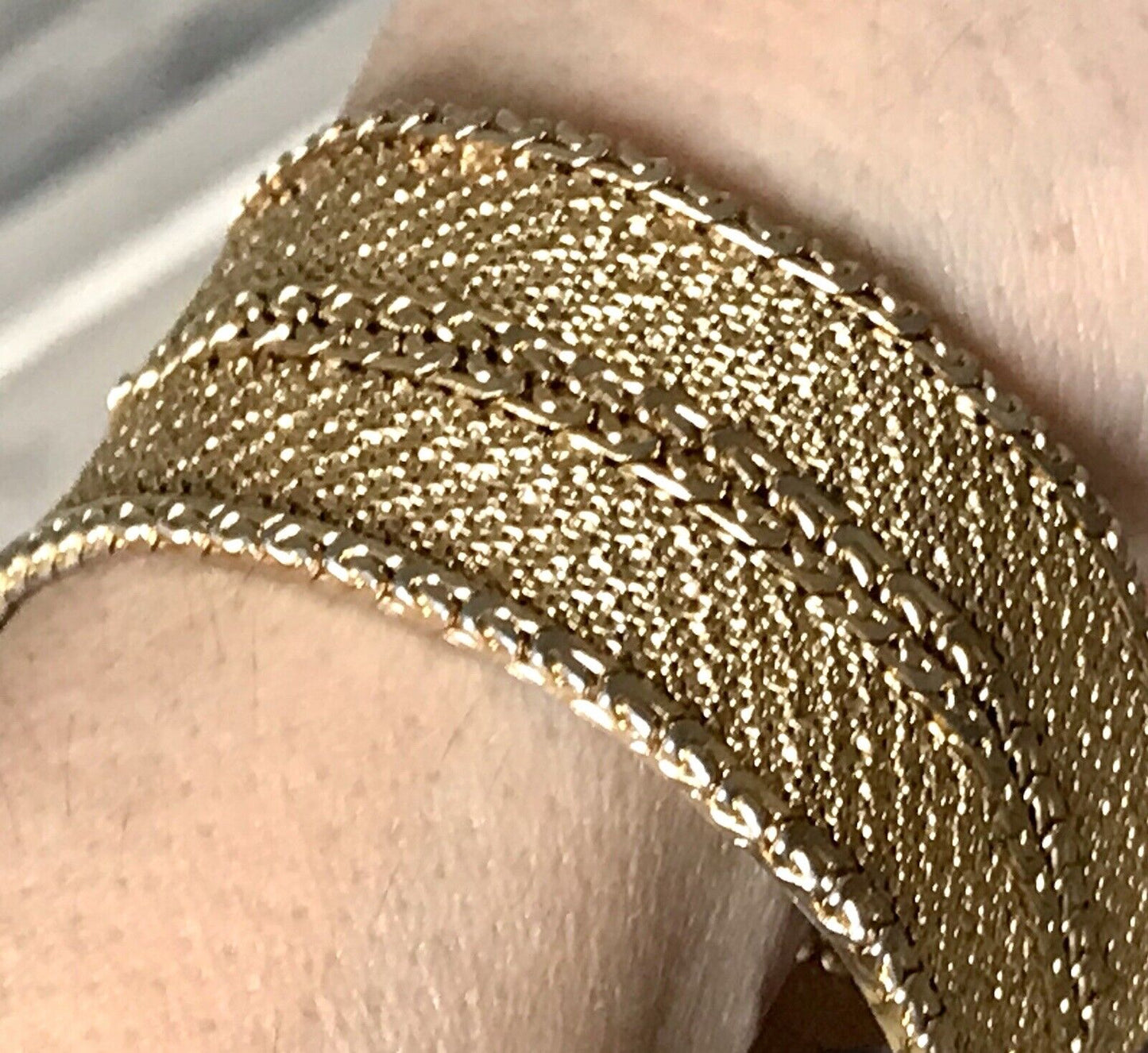 Vintage breites Teppicharmband Armband vergoldet Amerik. Doublè