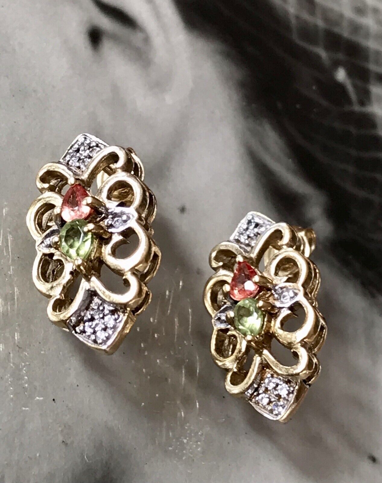 Cavill Ohrringe Ohrstecker DAMEN Silber vergoldet gold Vintage Stil Edelsteine
