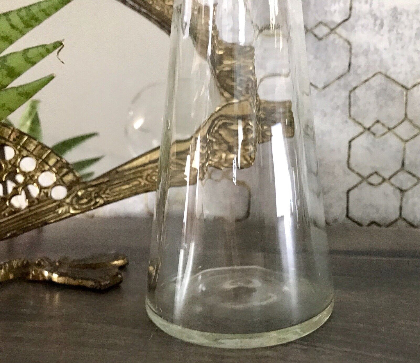 antik Art Déco Glasvase Hyazinthen Glas Vase Zwiebelglas gerippt