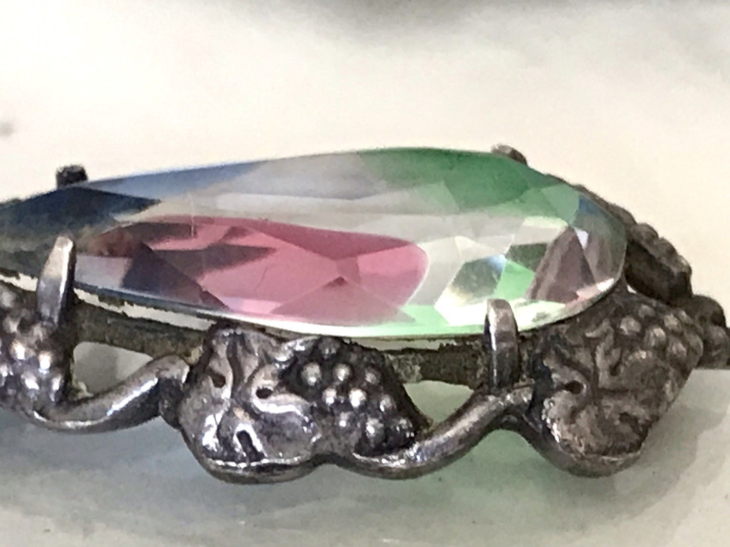 Antik Art Déco Edel Anhänger Kettenanhänger Silber 835 SUPER Rheinkiesel