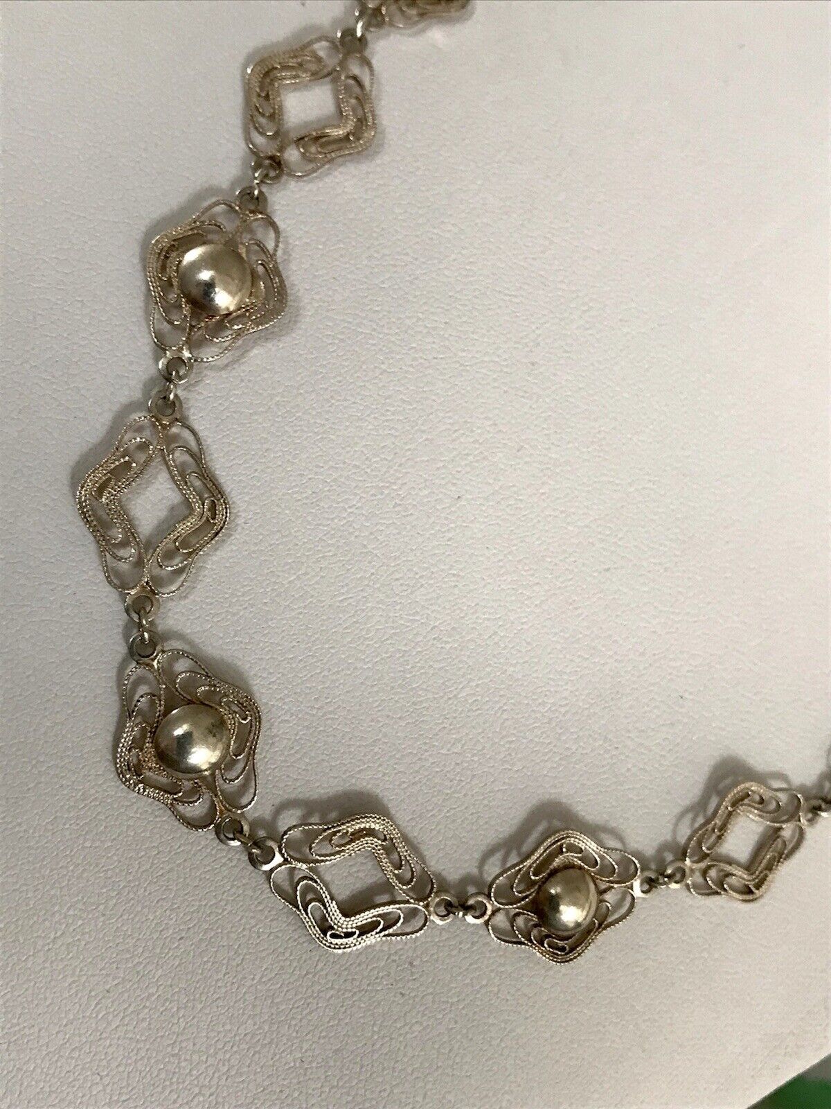 Alt Vintage Edel 835 Silber Collier Halskette