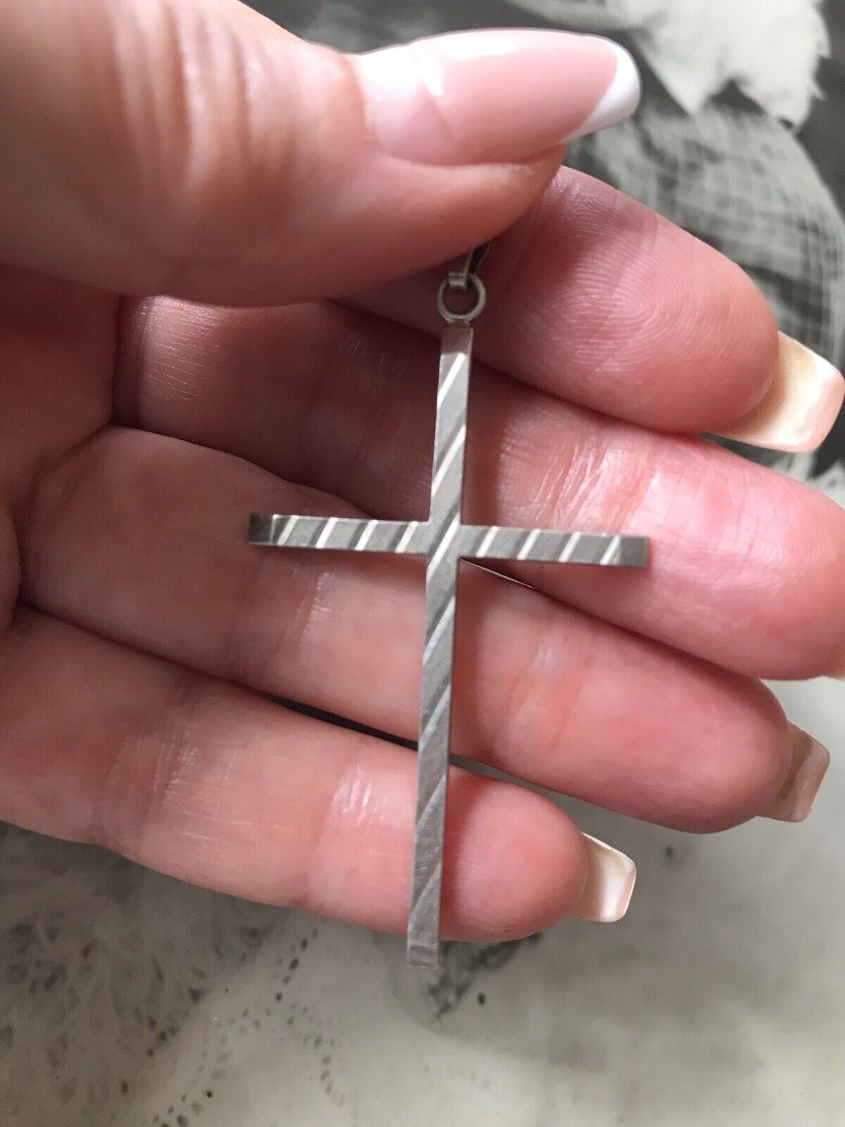 alt schöne Form 925 Silber Kreuz Anhänger Kettenanhänger