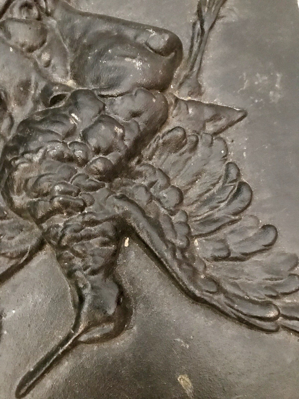 Alt antik? Eisenguss Wandrelief Bild Relief Gusseisen Jagdhund Jagdszene Hund