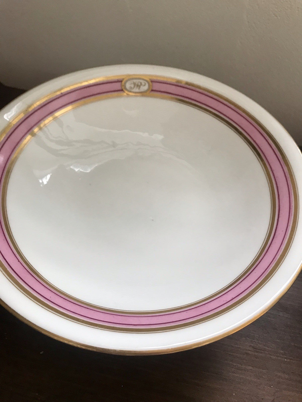 Antik Biedermeier Porzellan Fußschale Schale auf Fuß ~1845 Ligatur Monogramm JR
