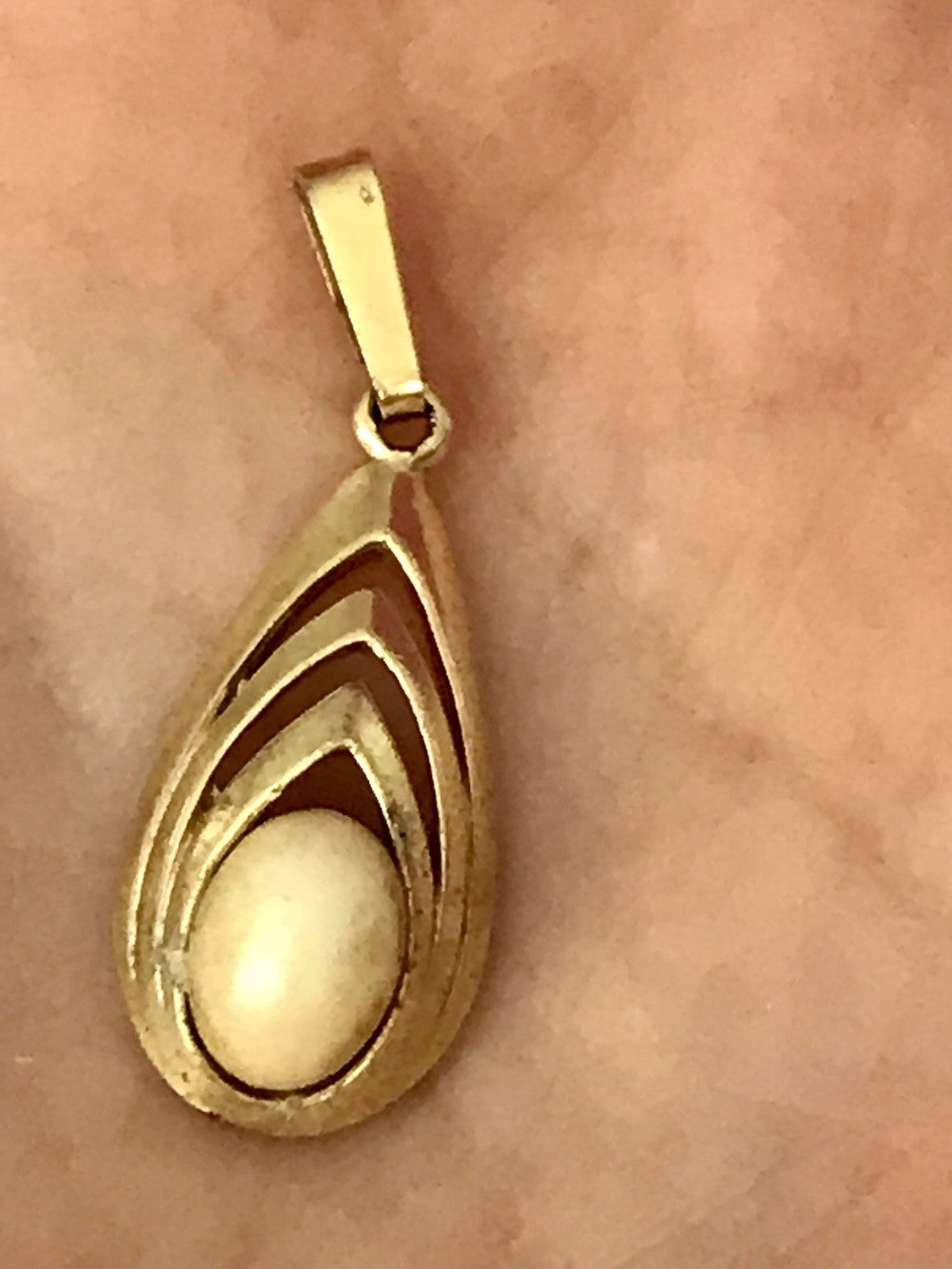 Vintage Designer Anhänger Perle Amerik. Doublè vergoldet
