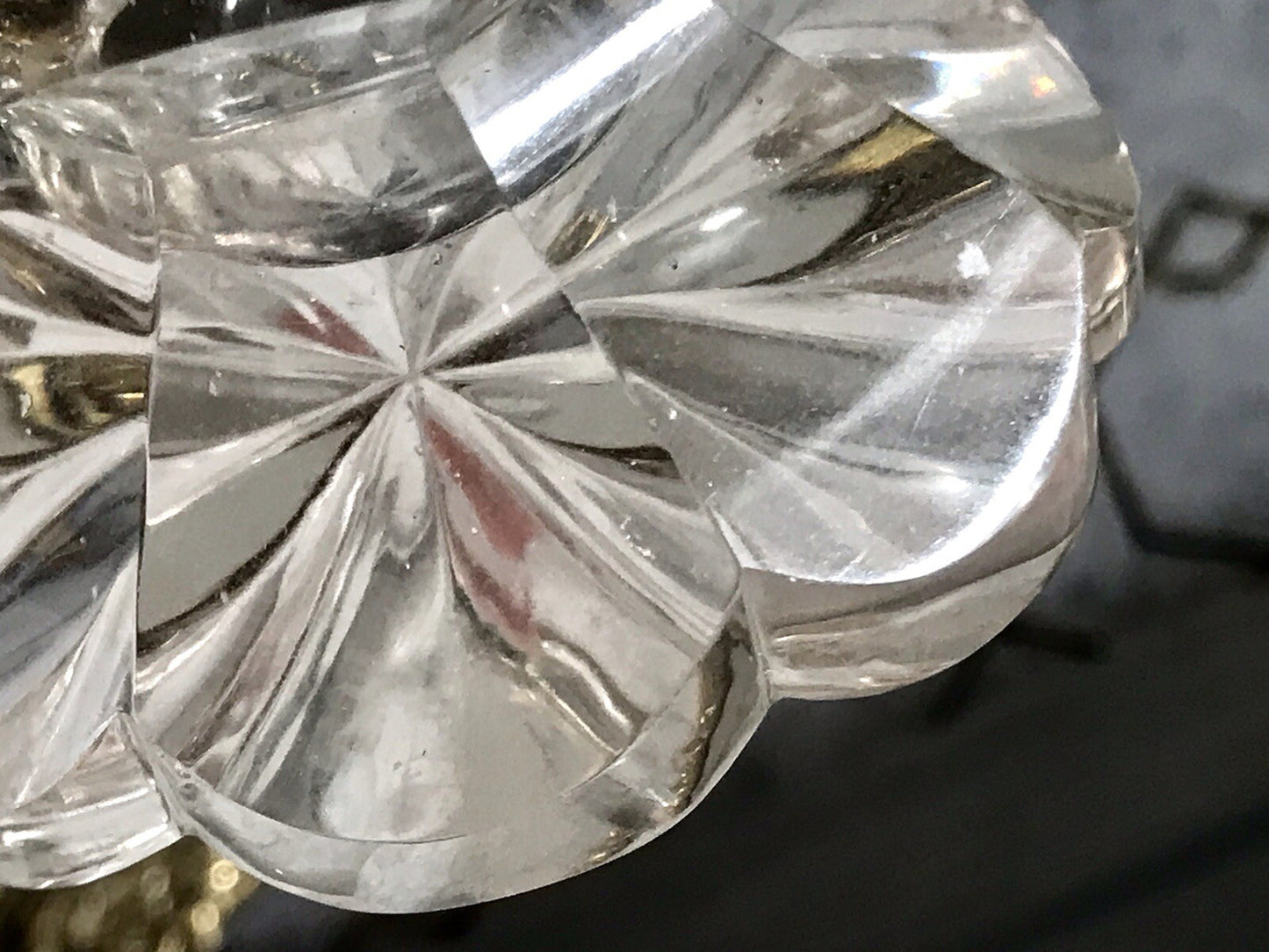 Antik uralt ~1850 Glasdose Schale m. Fuß Bonboniere Kristallglas Schliff Schnitt