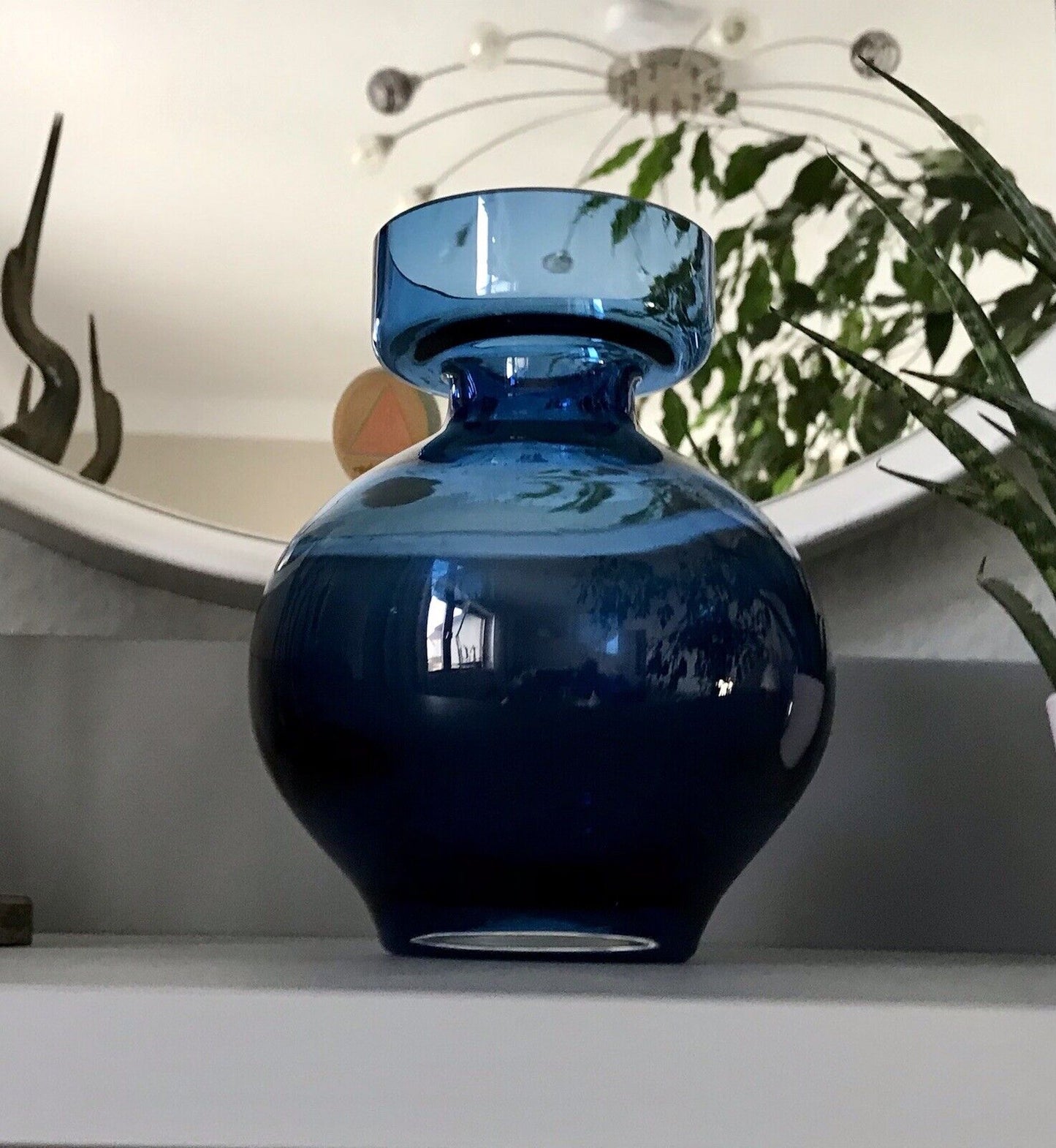 Vintage 60er Design Glasvase Glas Blau Vase Mid Century Schön als Zwiebelglas