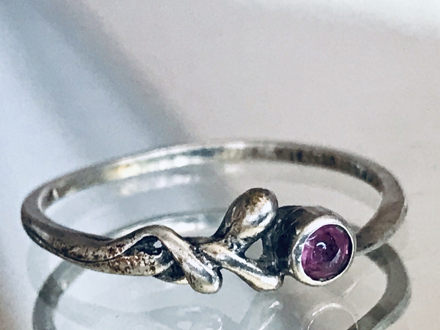 Antik? Vintage Damen filigran Ring lila Stein Silber 835 Gr.56 17,8