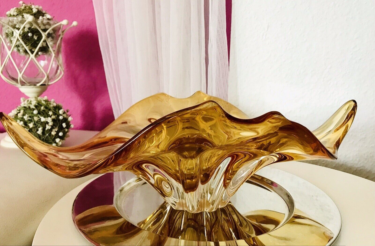 Vintage GROß 60er Somerso Murano Schale Glas Gelb Überfangglas Erscheinung