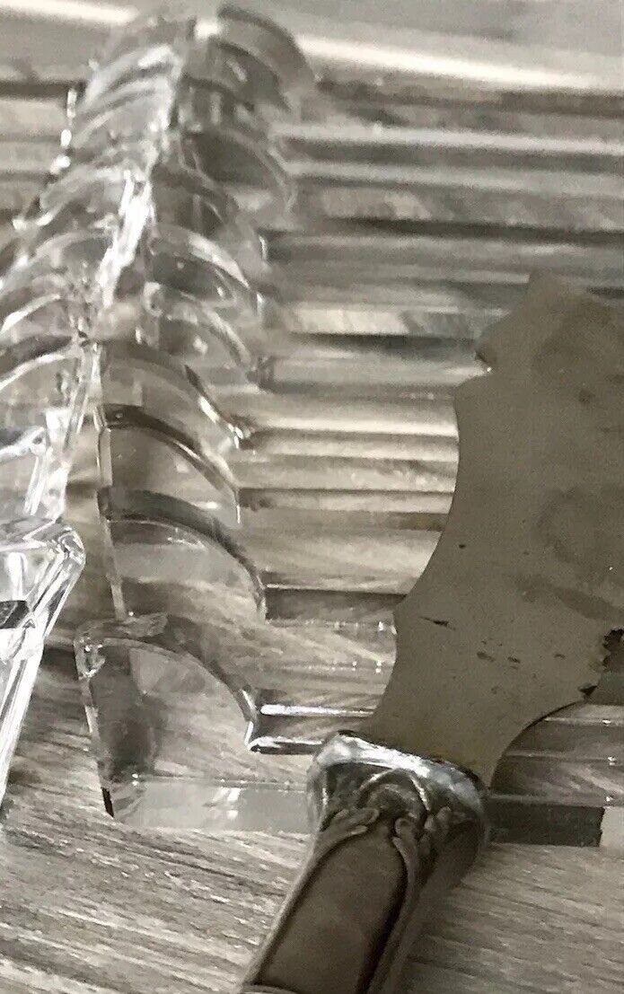Alt Antik 8+1 französische Art Déco Messerbänkchen Kristallglas Glas