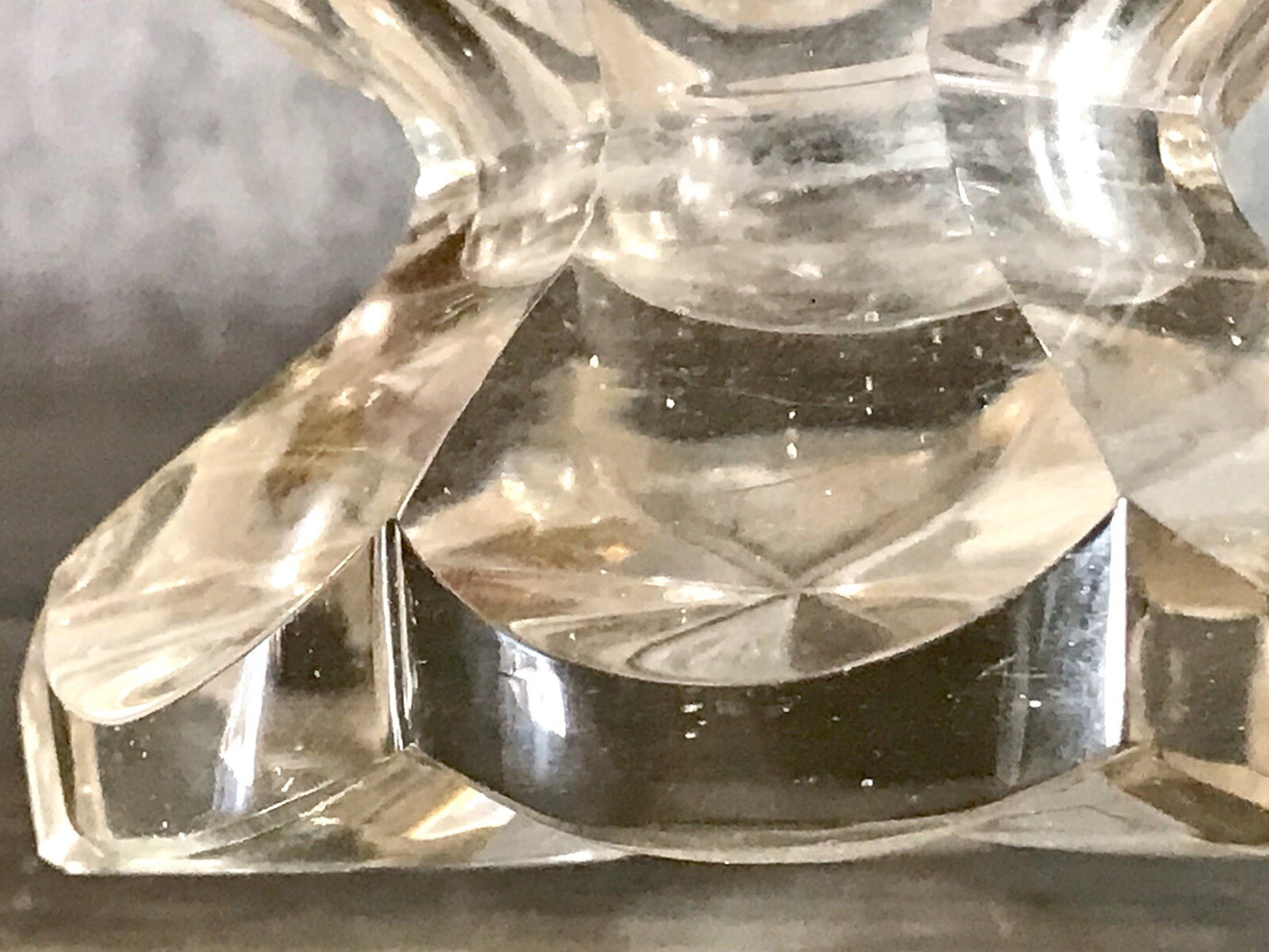 Antik uralt ~1850 Glasdose Schale m. Fuß Bonboniere Kristallglas Schliff Schnitt