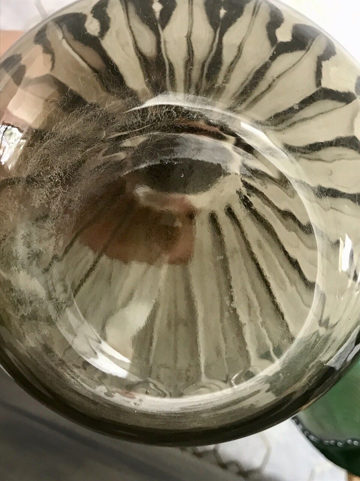 Antik Art Déco Bauhaus Glas Karaffe Dekanter Rauchglas wundervoll