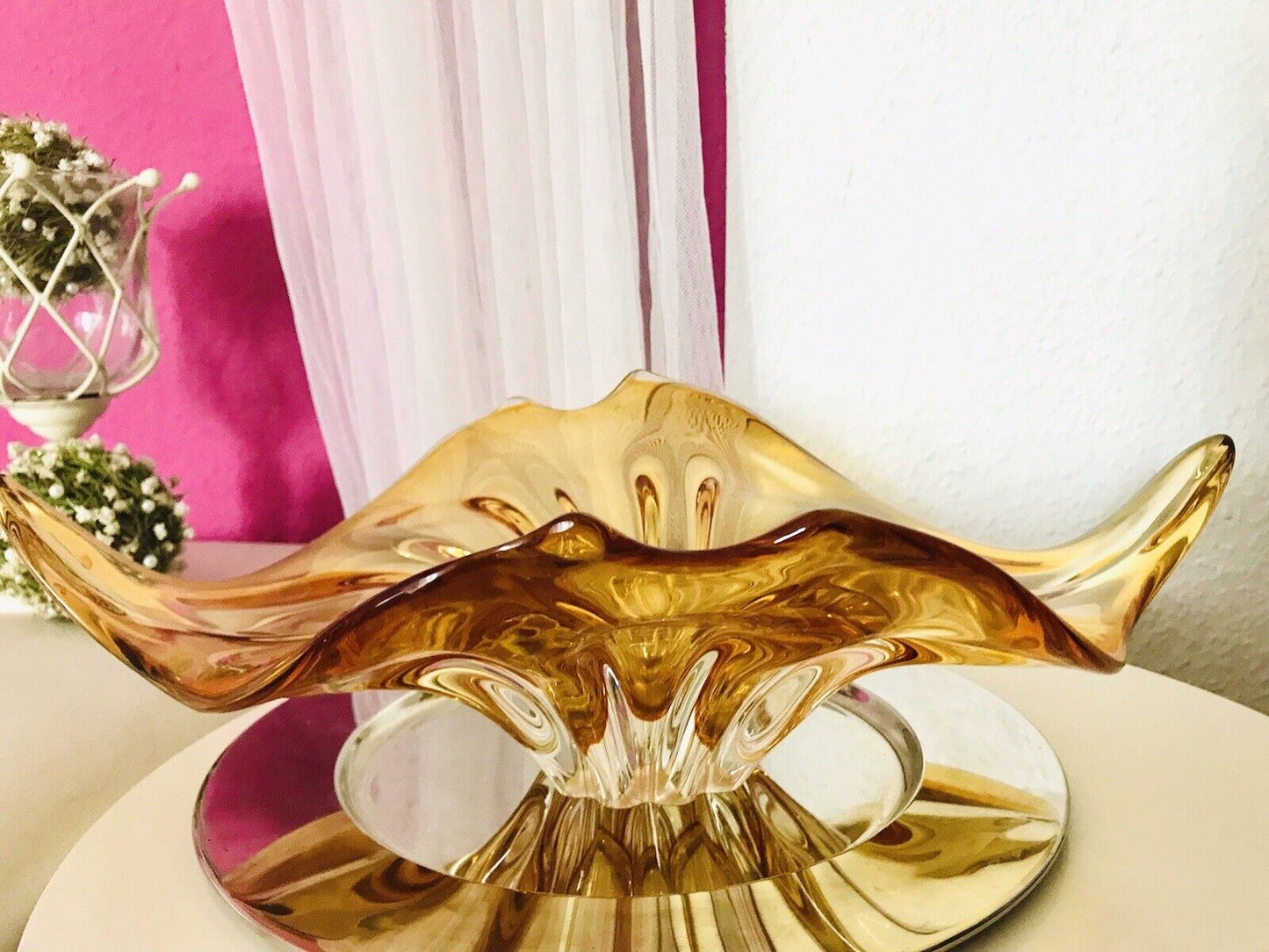Vintage GROß 60er Somerso Murano Schale Glas Gelb Überfangglas Erscheinung