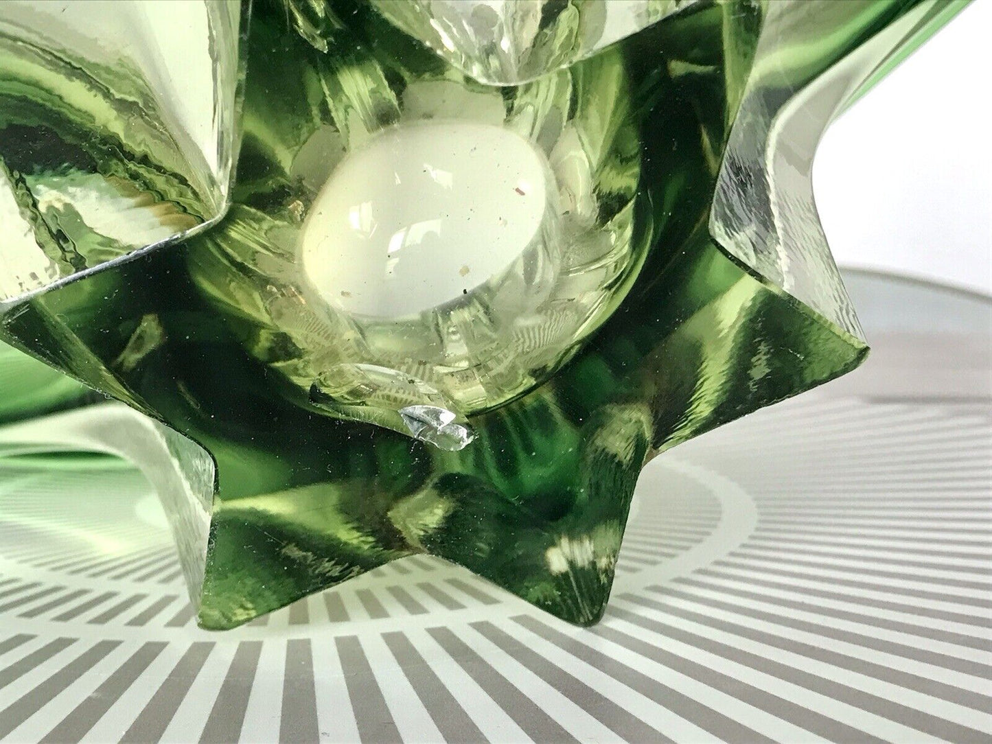 Vintage 60er Somerso Murano Schale Glas grün Überfangglas Erscheinung GROß