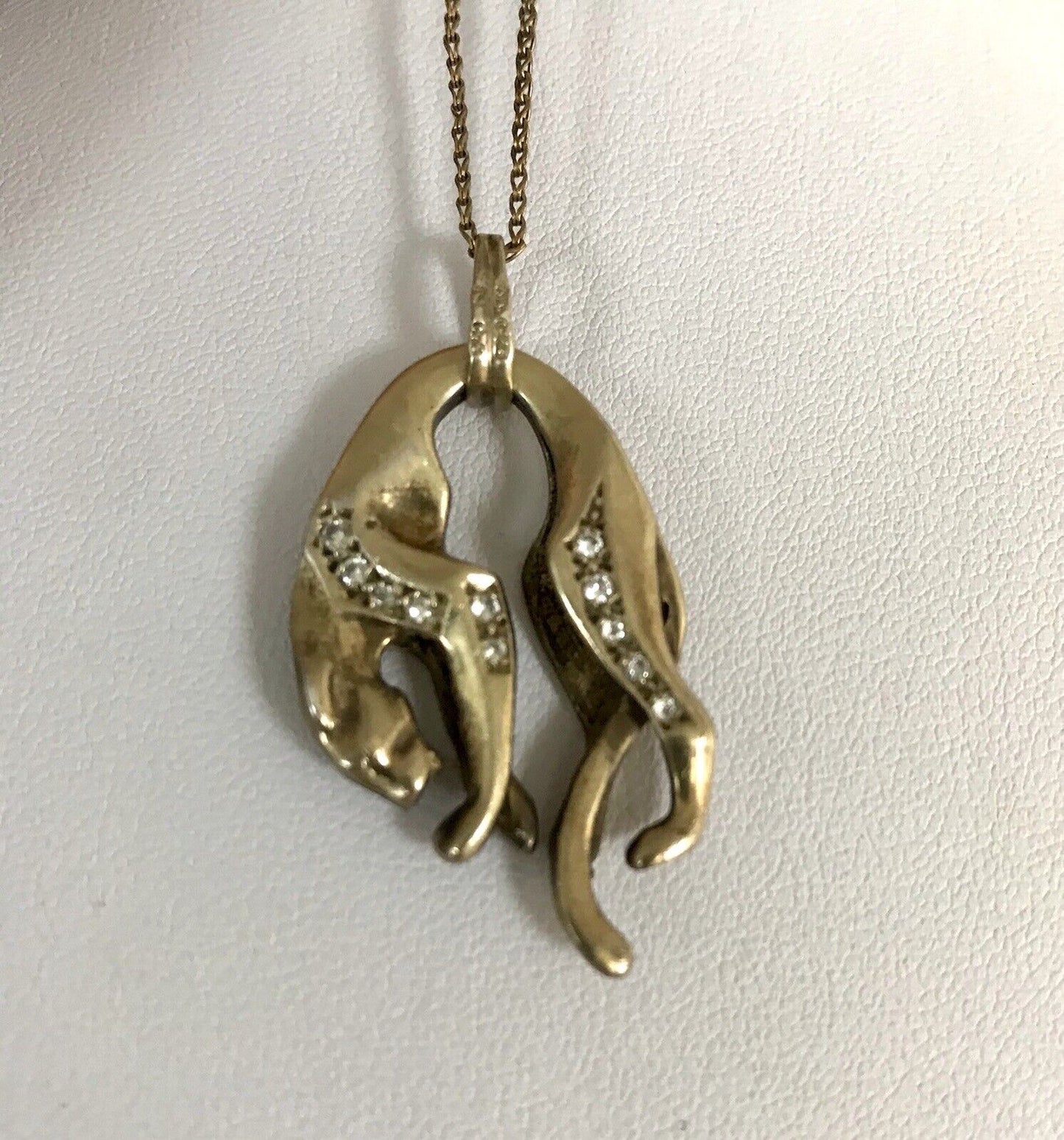 Vintage Edel groß Anhänger 925 Silber Super Design vergoldet hängender Panther