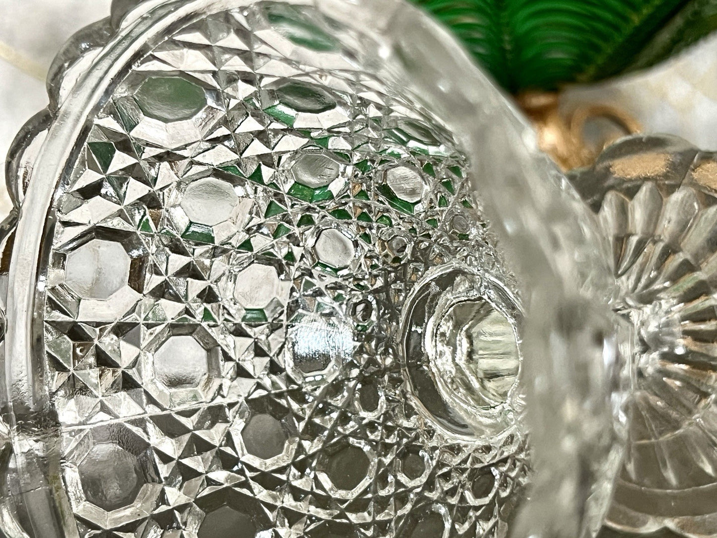 Antik Jugendstil Art Déco Pressglas Glas Fußschale Schale Zuckerschale