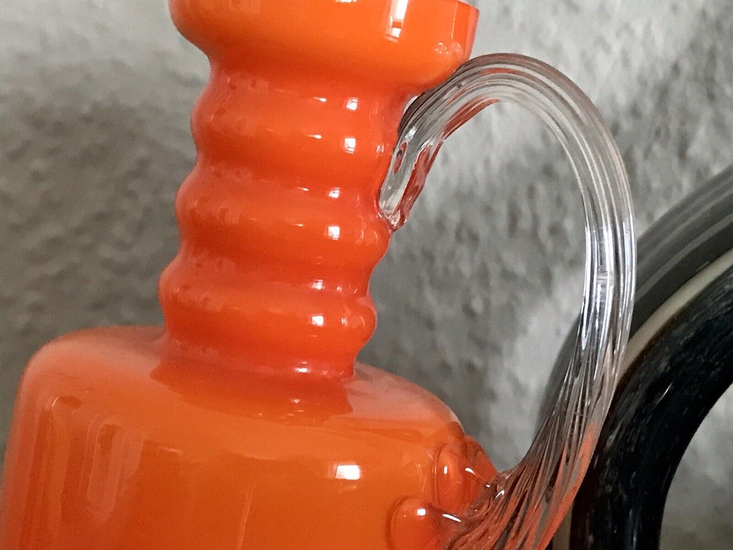 Vintage Vase Empoli? opalin Firenze Glasvase Orange Henkelvase Italien Designer