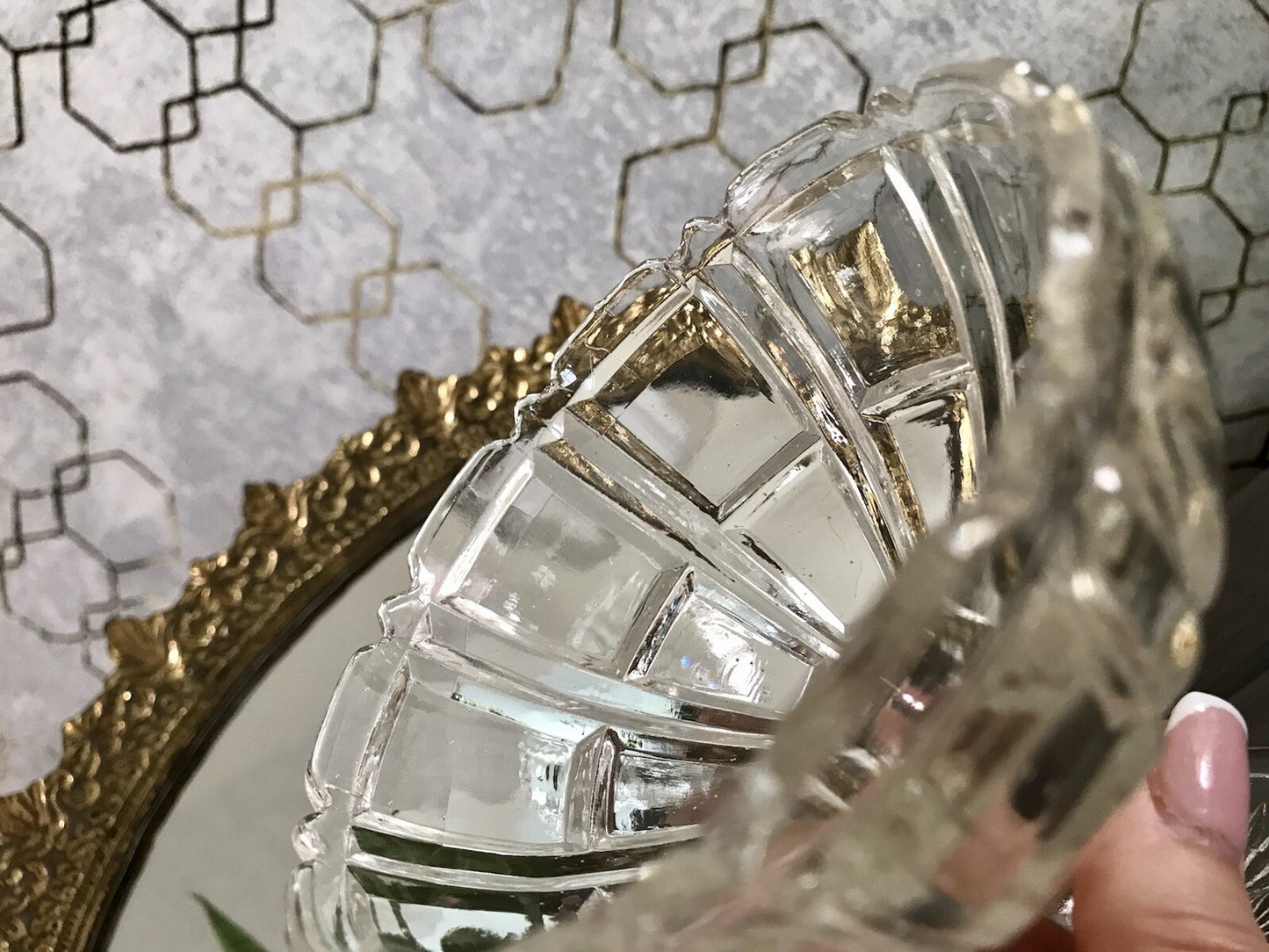 Antik Jugendstil Art Déco Pressglas Glas Fußschale Schale Zuckerschale