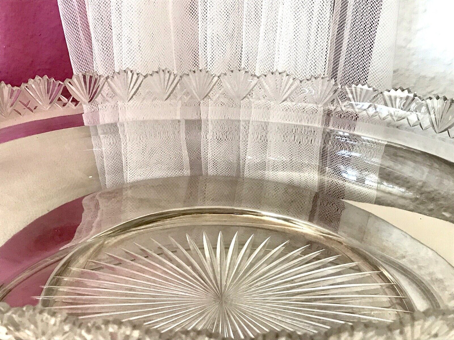 Antik Groß Bleikristall Schale Glasschale Jardiniere Kristallglas Glaseinsatz
