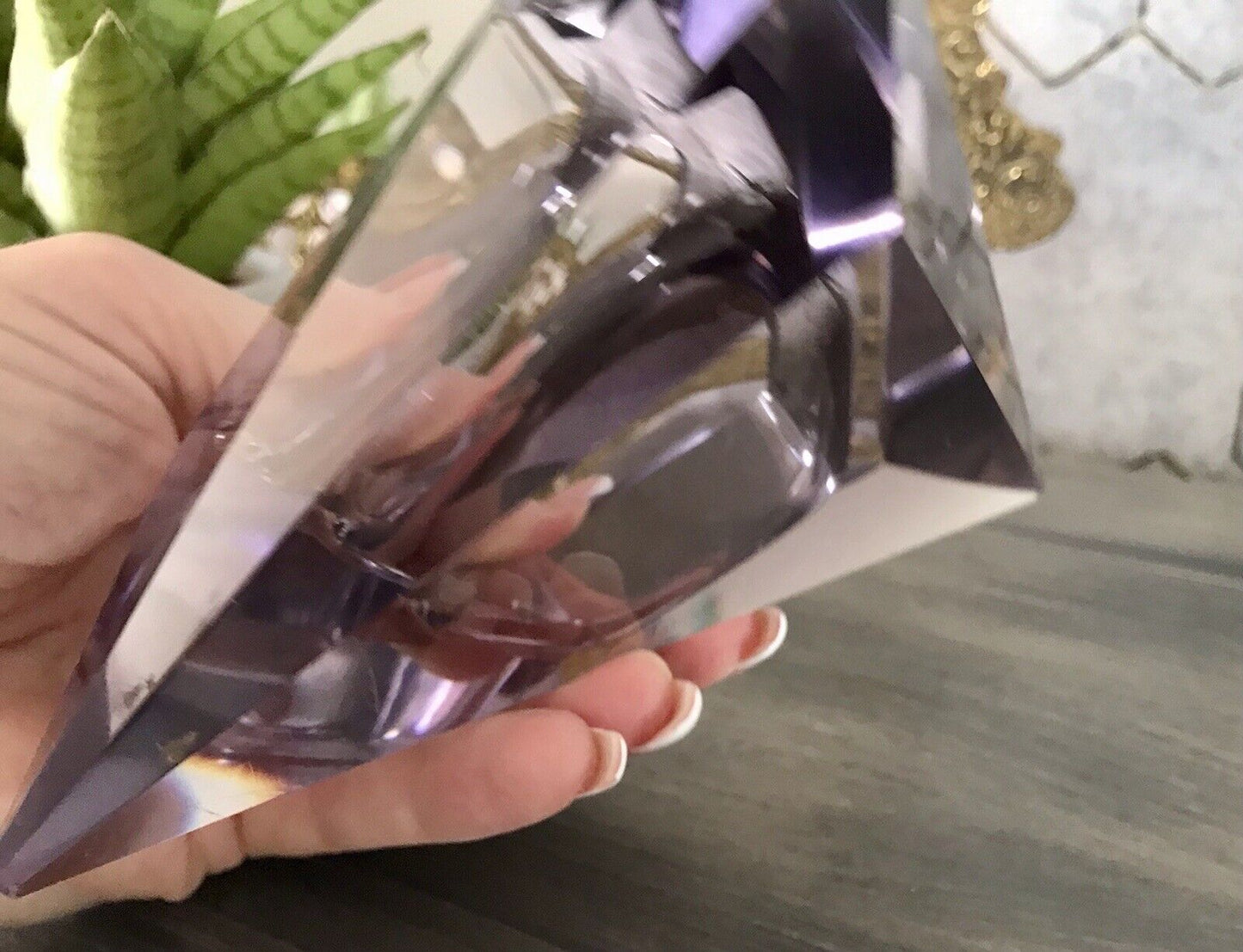 Antik Art Déco Aschenbecher Ascher lila Kristallglas Glas Burkert? Alexandrit