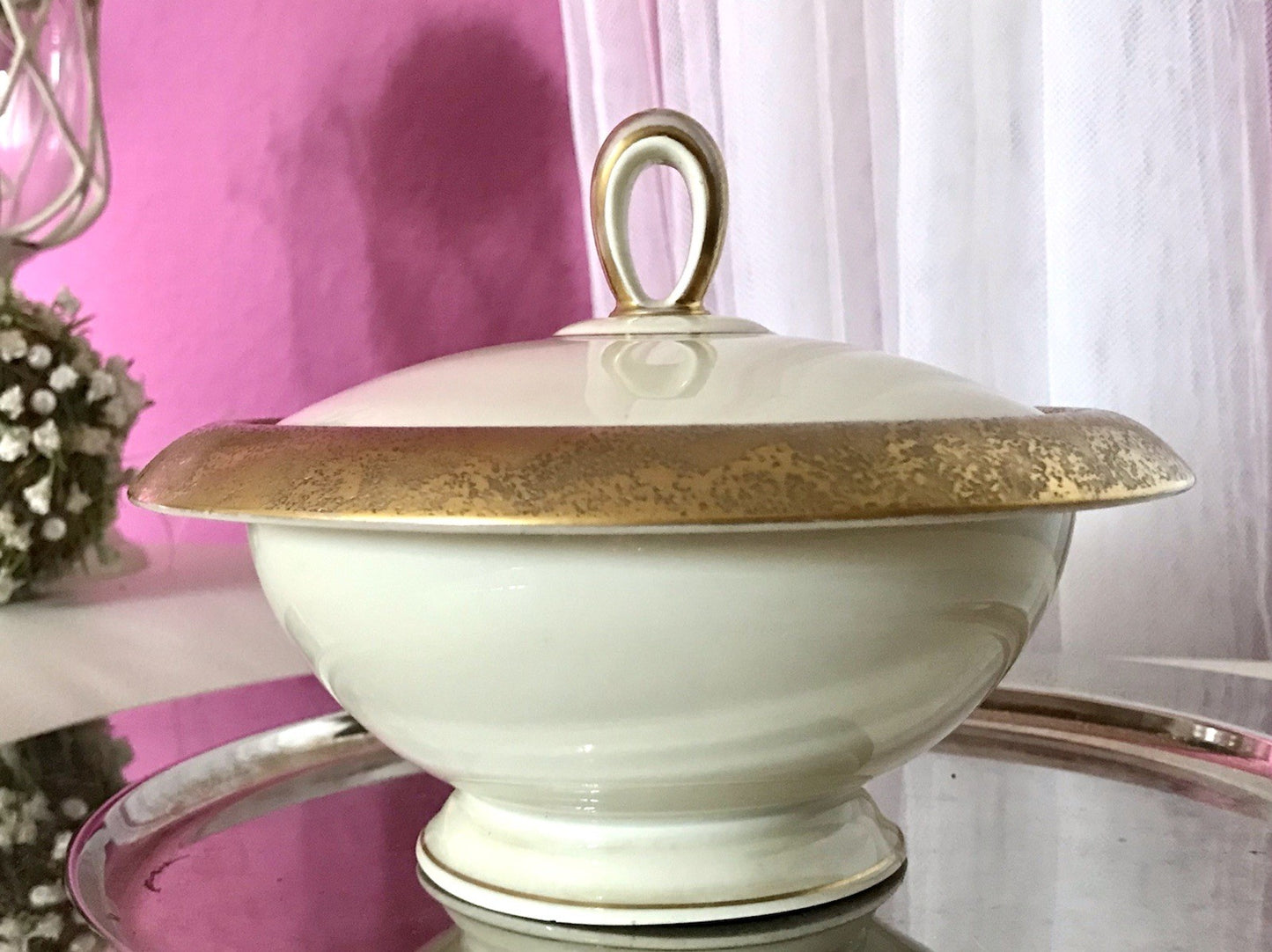 Antik Art Déco Porzellan Dose Deckeldose Schatulle Bonboniere Heinrich&Co 1930